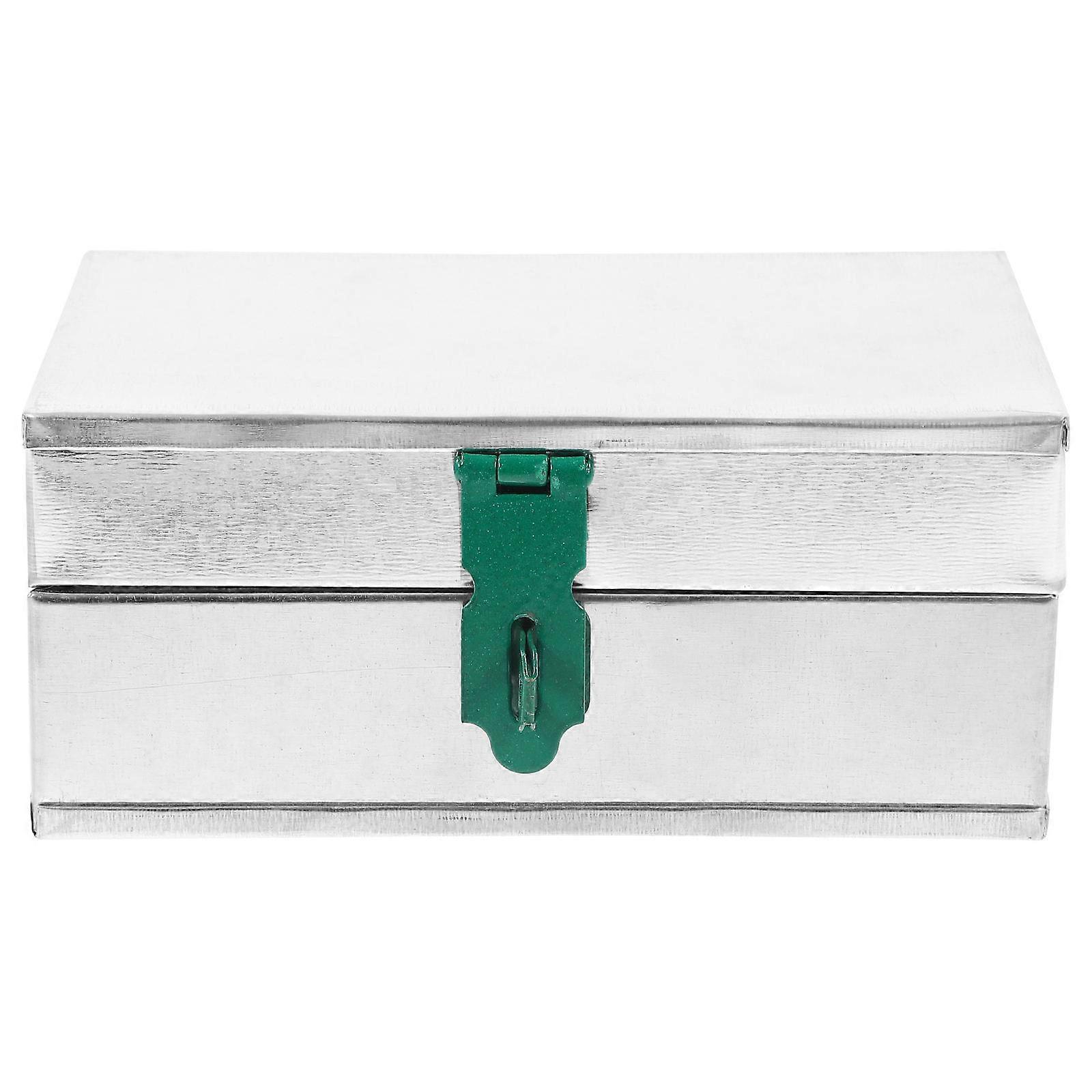 Iron Storage Box Silver Lockable Security Hard Shell Tool Case for Storage Use
