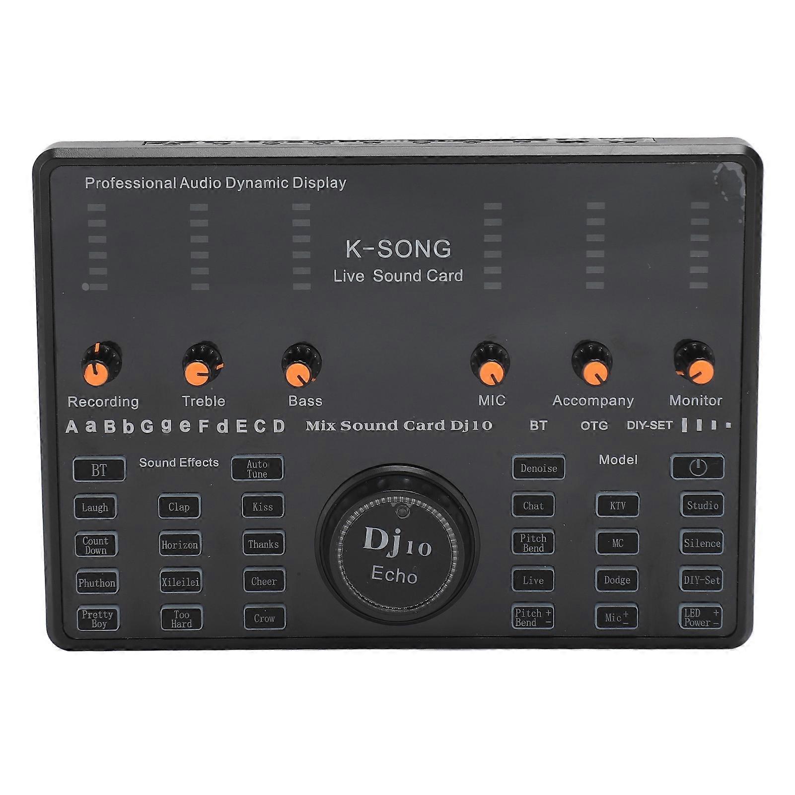 Live Sound Card Intelligent Noise Reduction Multi Sound Effects 48KHZ Output 16 Bit Sound Mixer Board for Mobile Phone PC