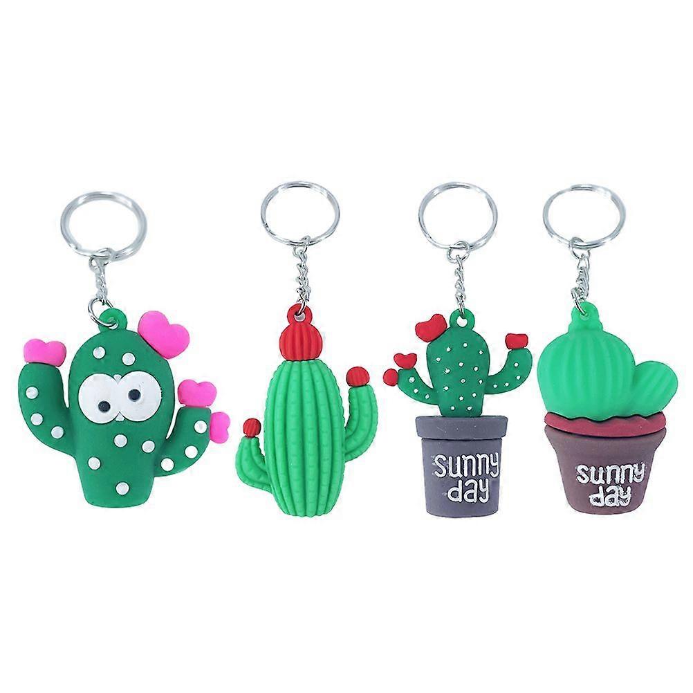 4pcs Cactus Shape Keychain Bag Pendant Car Key Accessory (Random Style)