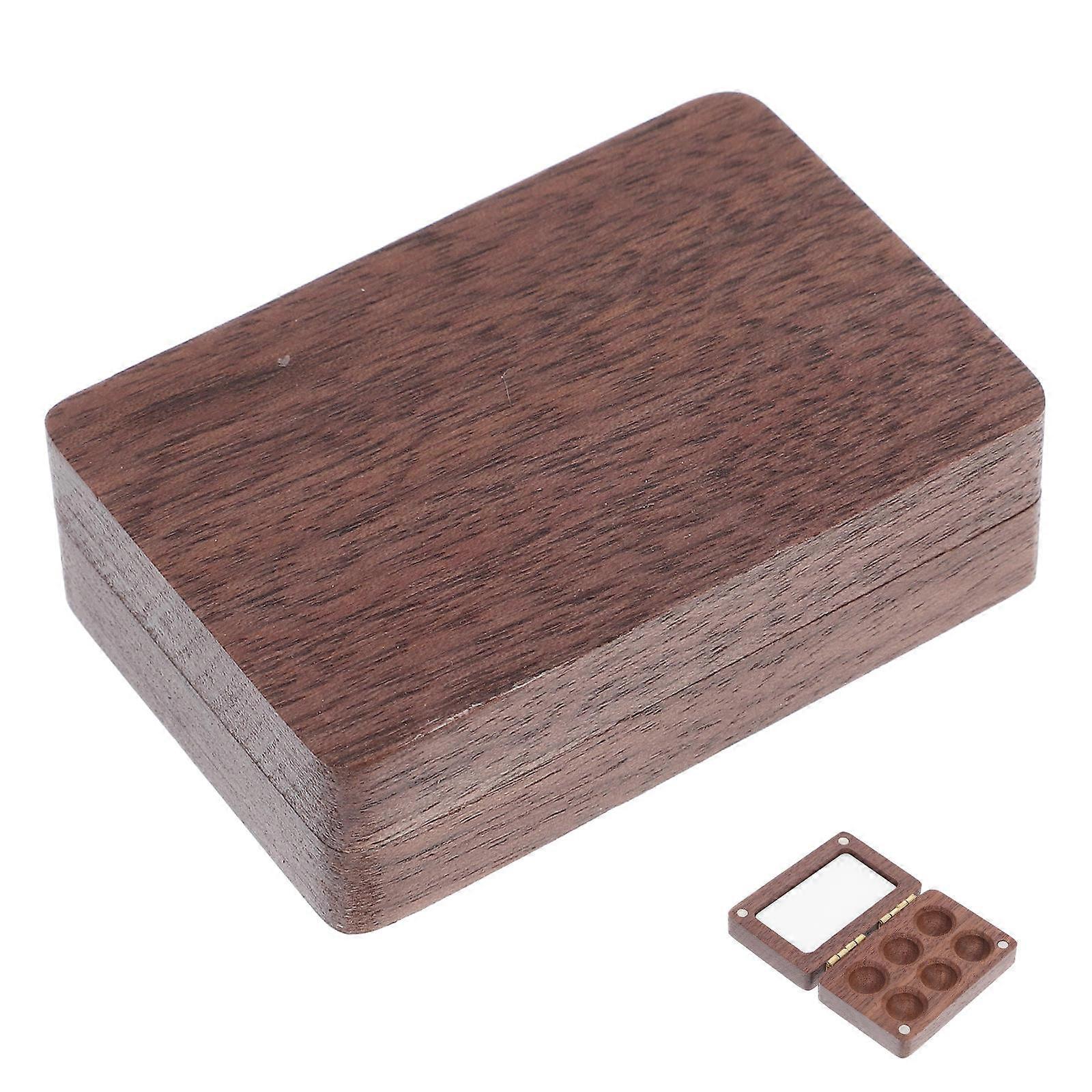 Paint Tray Palette Mini Wooden Paint Palette for Artists Travel Portable Watercolor Kit Rectangular Black Walnut Wood Paint Mixing 1Pack
