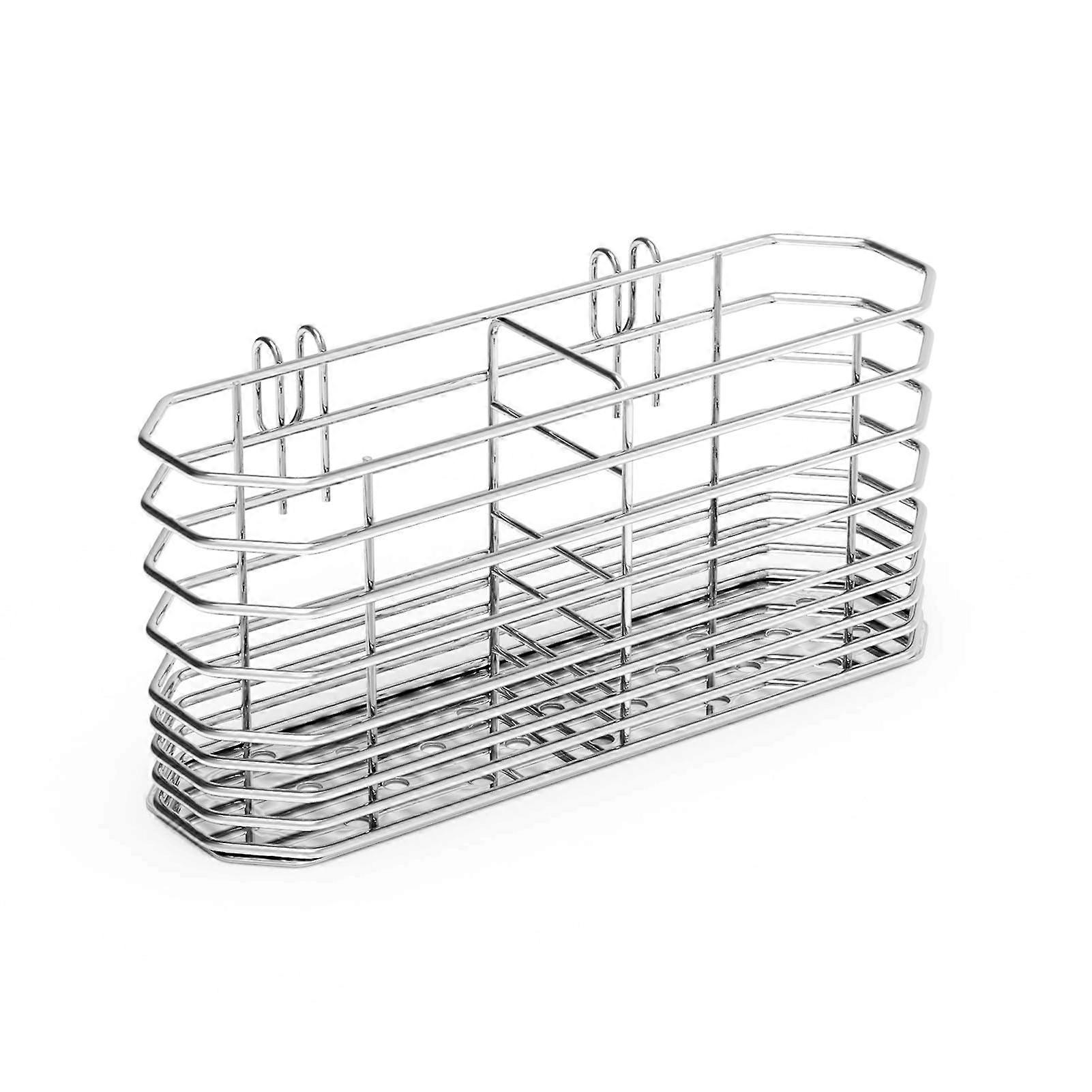Stainless Steel Spoon Chopstick Storage Basket with Hook Attachment for Knife, Fork, Spoon, Quick Drying Rack