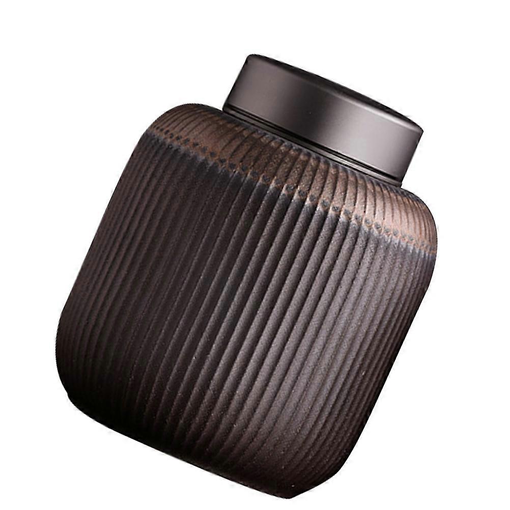 Small Sealed Jar Chinese Style Ceramic Tea Jar Dark Grey Tea Preservation 4.9 3.9 3.9in 1Set