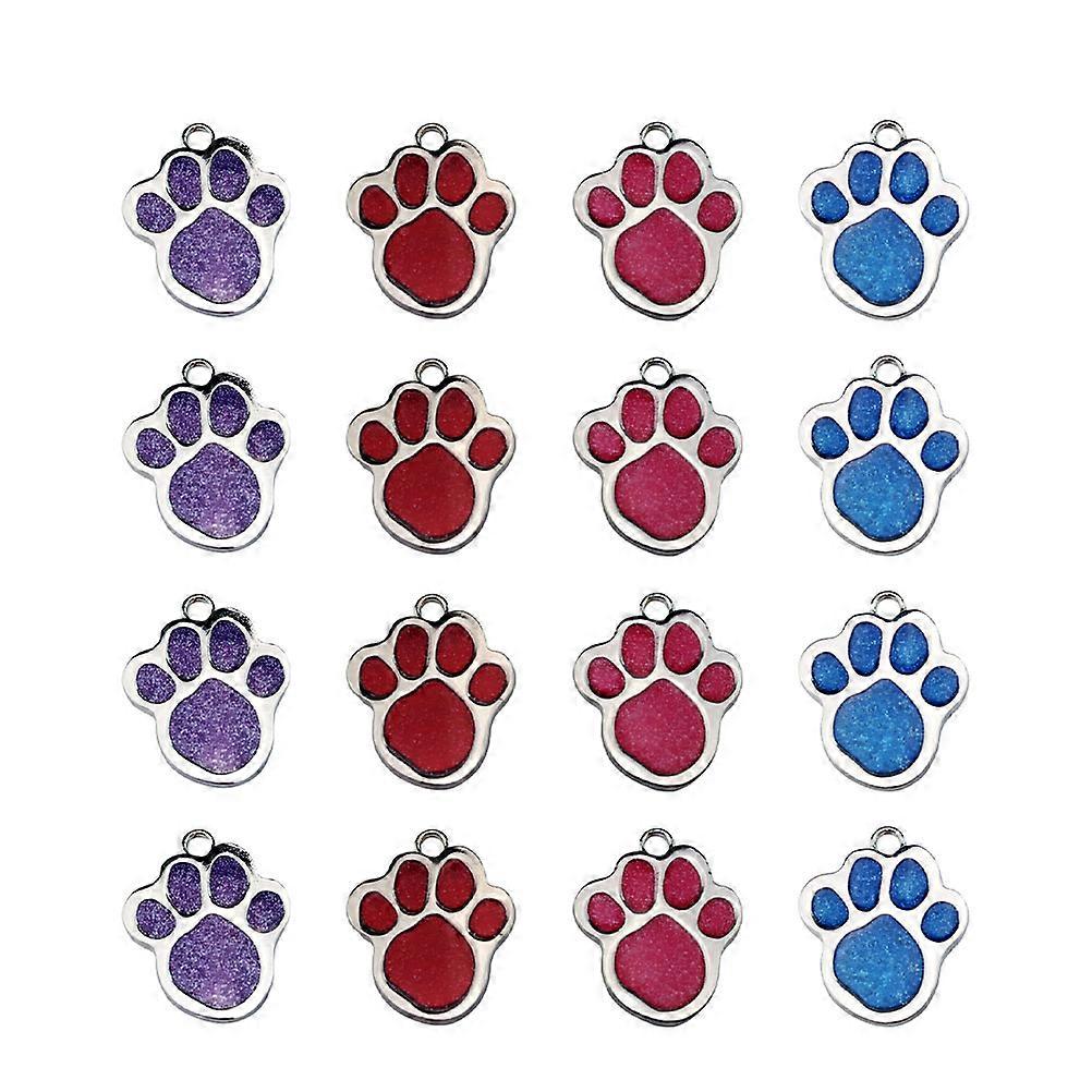 Dog Accessory Small Dog Tag Footprint Shape Metal Alloy Traction Rope Accessory For Daily Use 24Pcs