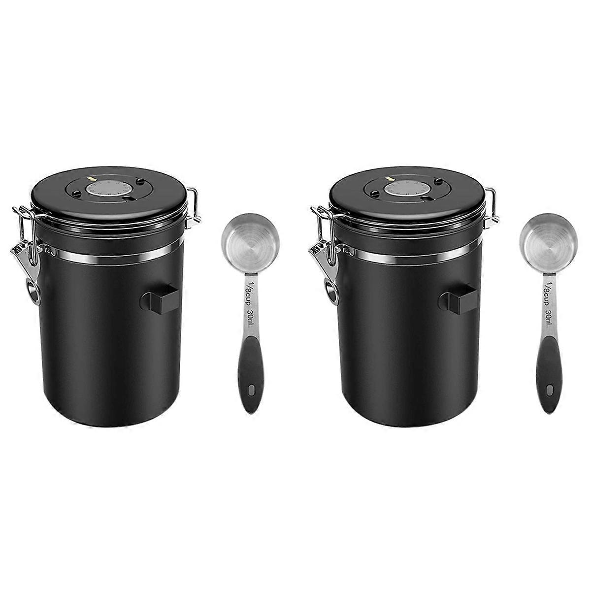 Coffee Jar 500G Beans,1.8L Beans Container,with Spoon for Cocoa