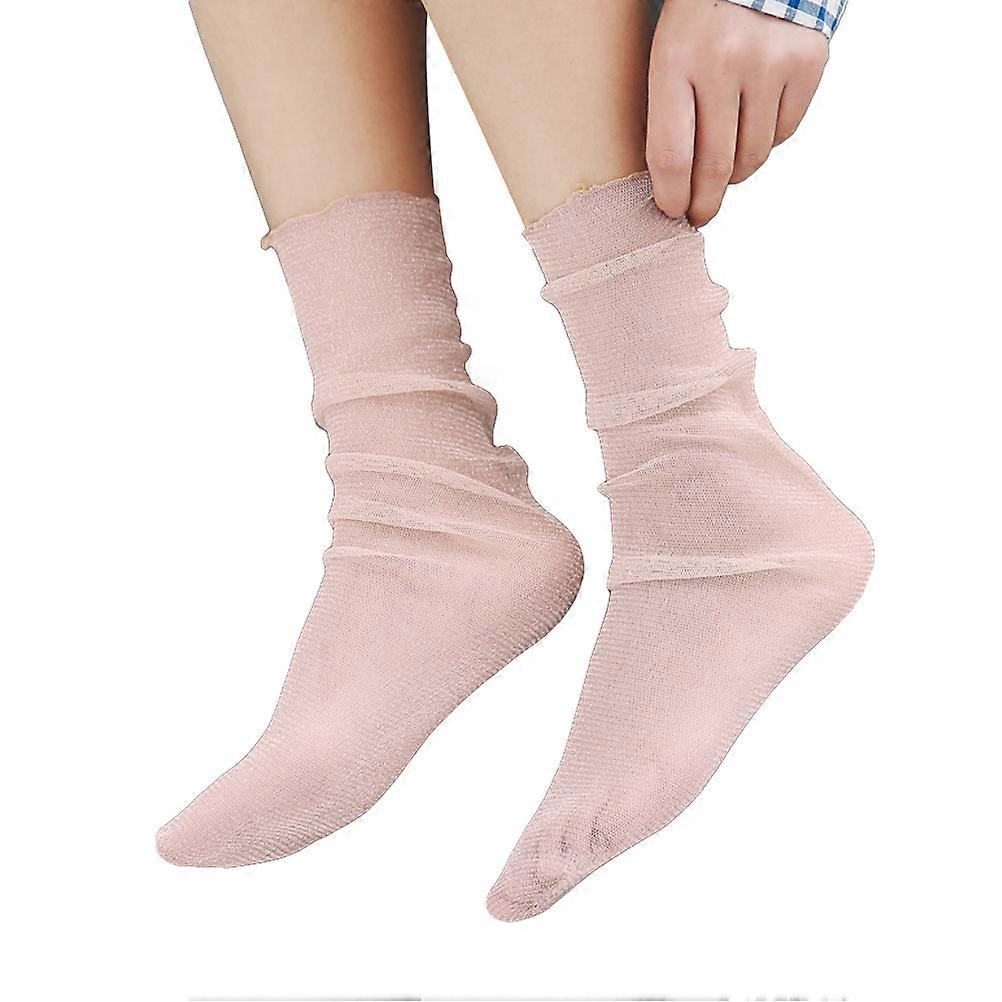 Casual Stockings Over Knee Bow Light Pink Acrylon 1 Pair