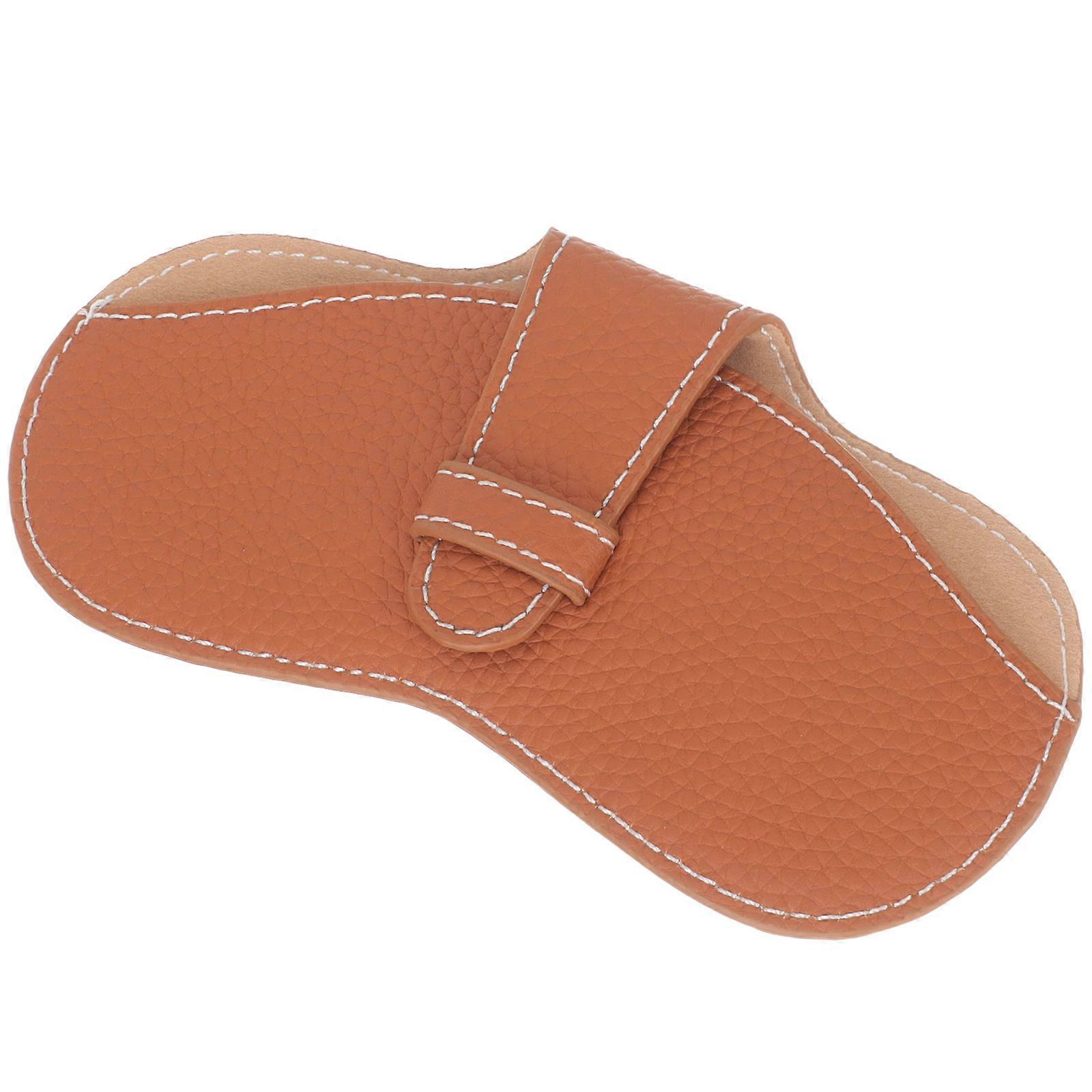 Travel Glasses Storage Bag Protective Rectangular Leather Eyewear Pouch Brown 1Set