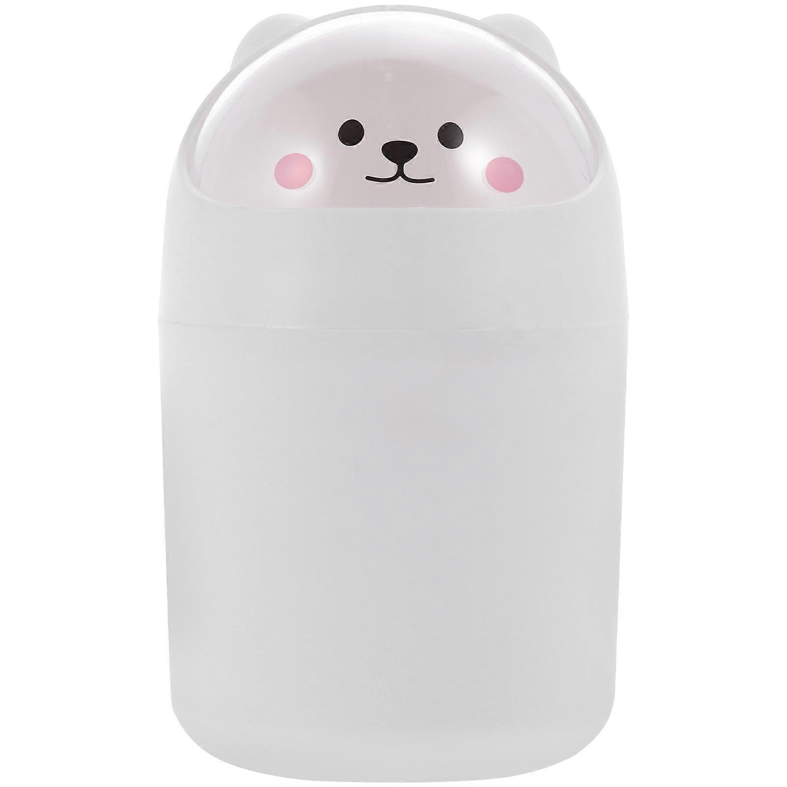 Vanity Trash Can Desktop Waste Container Cartoon Garbage Bin White 16.00X12.50X12.50CM Storage 1Pack