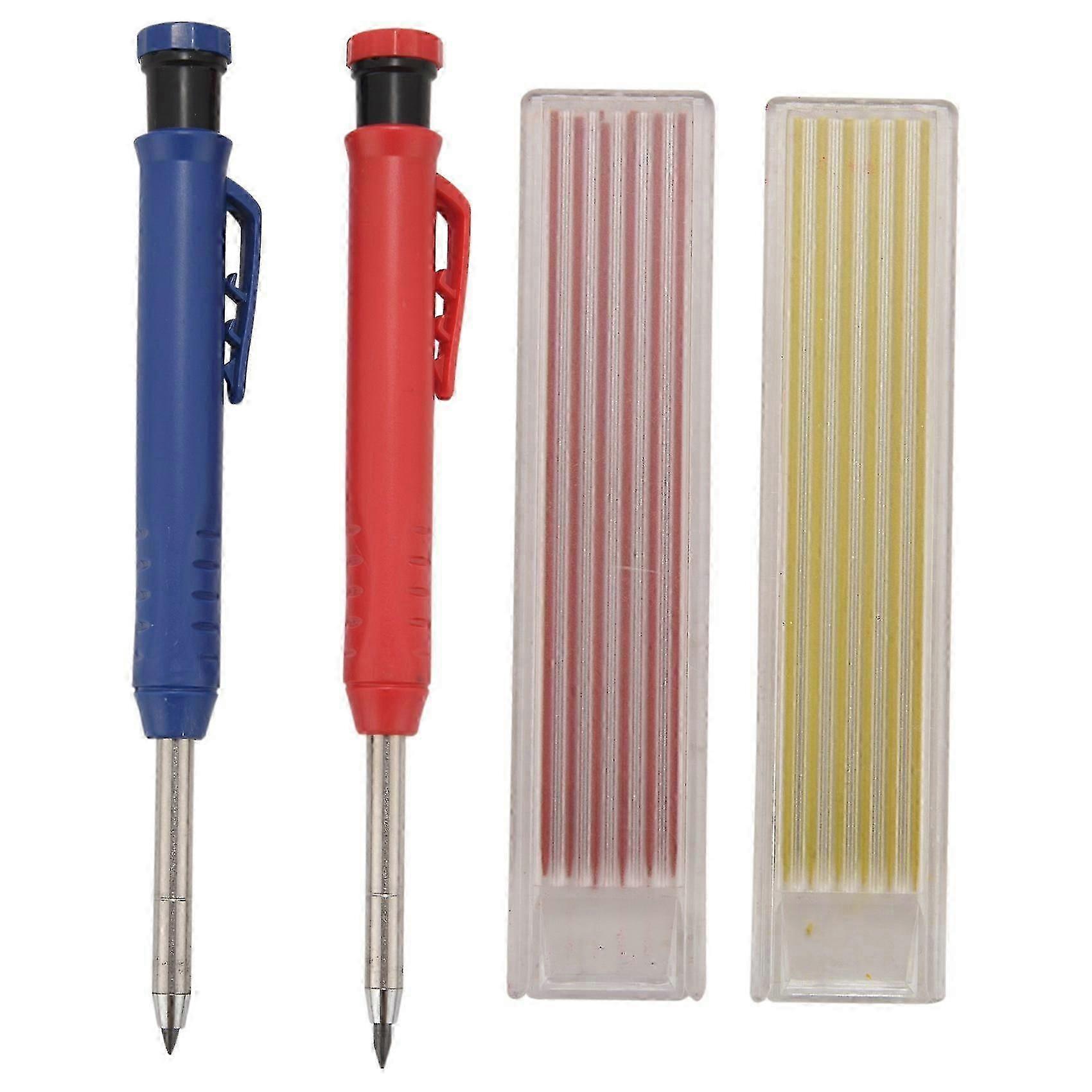 2pcs Solid Carpenter Pencil Set For Construction With 24 Refill Leads