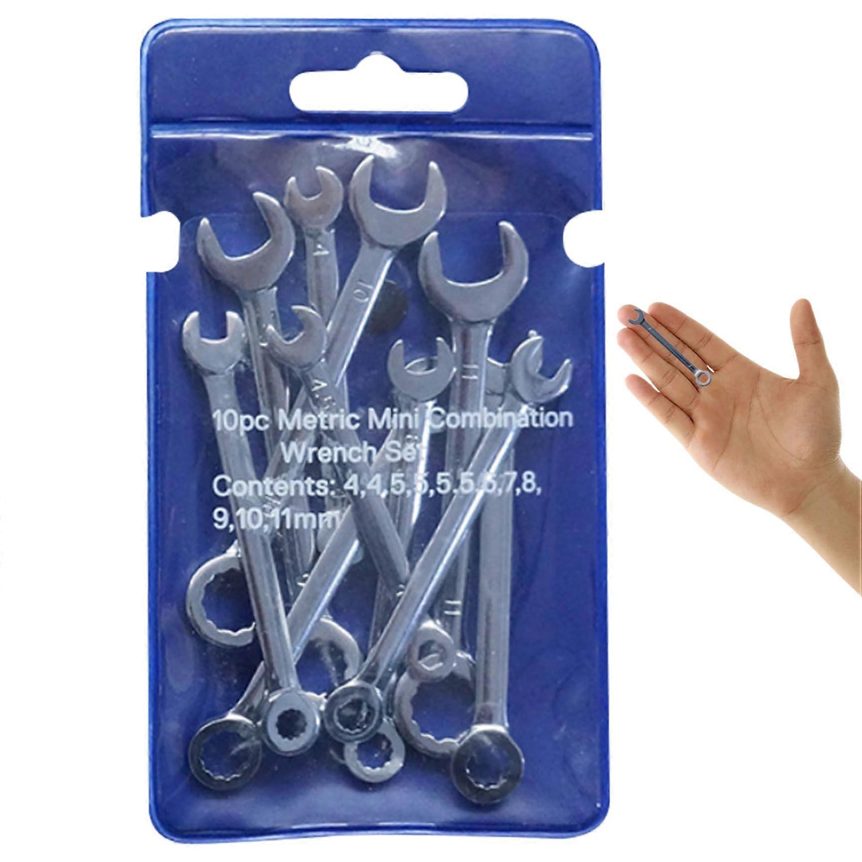Small Cabinet Set, 10 Pieces, 411 mm Metric Cabinets Set, Rustproof Steel Combination Key Sets with Mirror Finishing Ratchet Steps Set