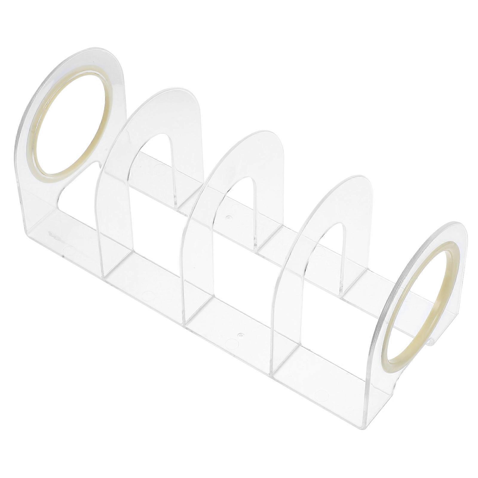 Clear Book Holder Desktop File Organizer Round Library Use 12.6X5.4X5.0in Space Saving 1Pcs