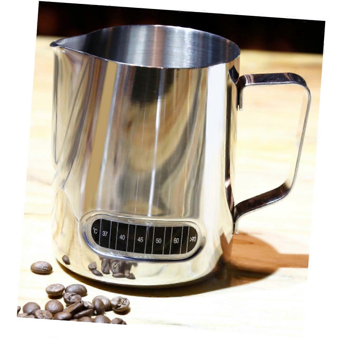 Milk Frother Pitcher with Temperature Display for Latte Art, Cappuccino, and Milk Coffee 500ml Stainless Steel