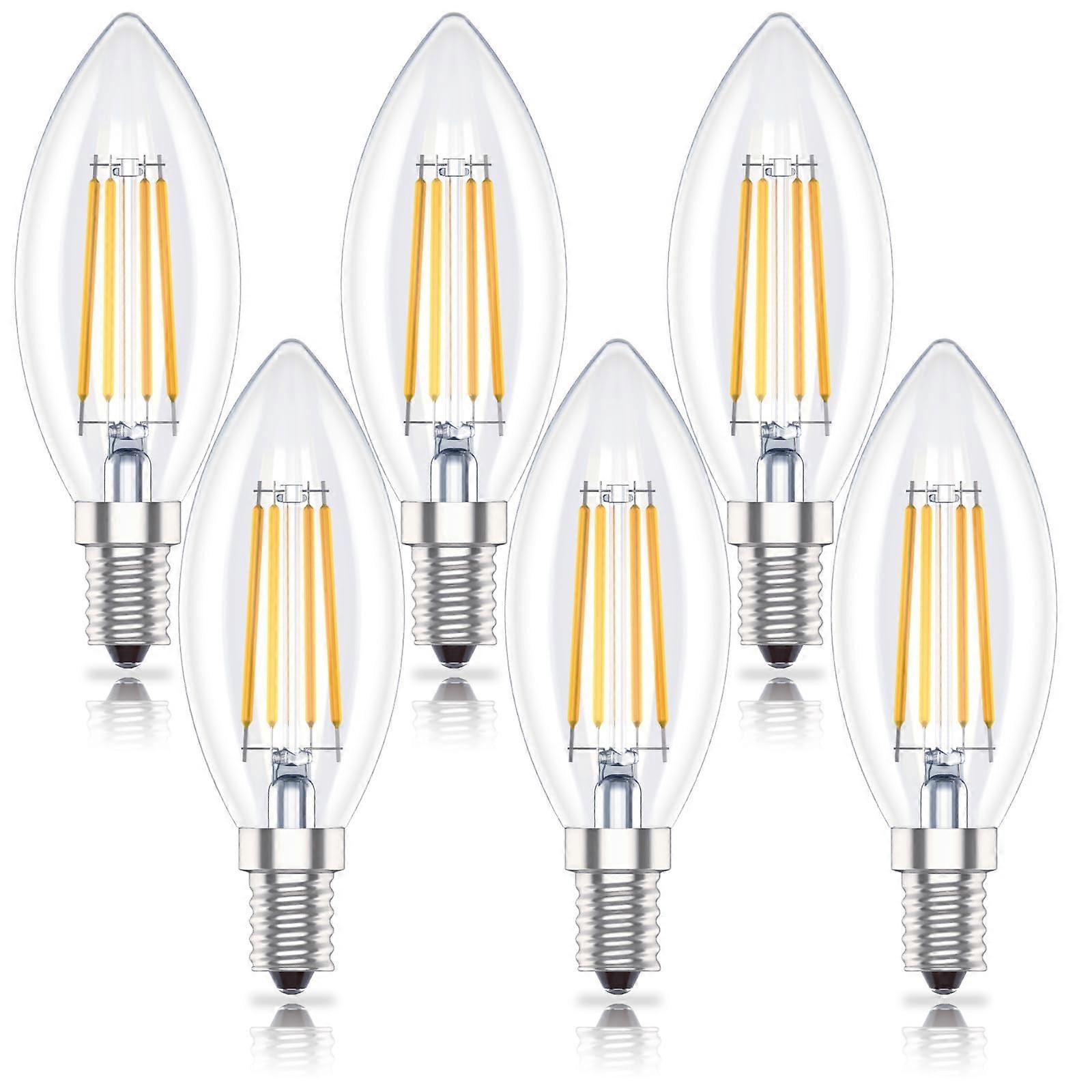 E14 LED Dimmable Lamp Candle Shape 4 W Replaces 40 W Bulb Warm White 2700 K Pack of 6