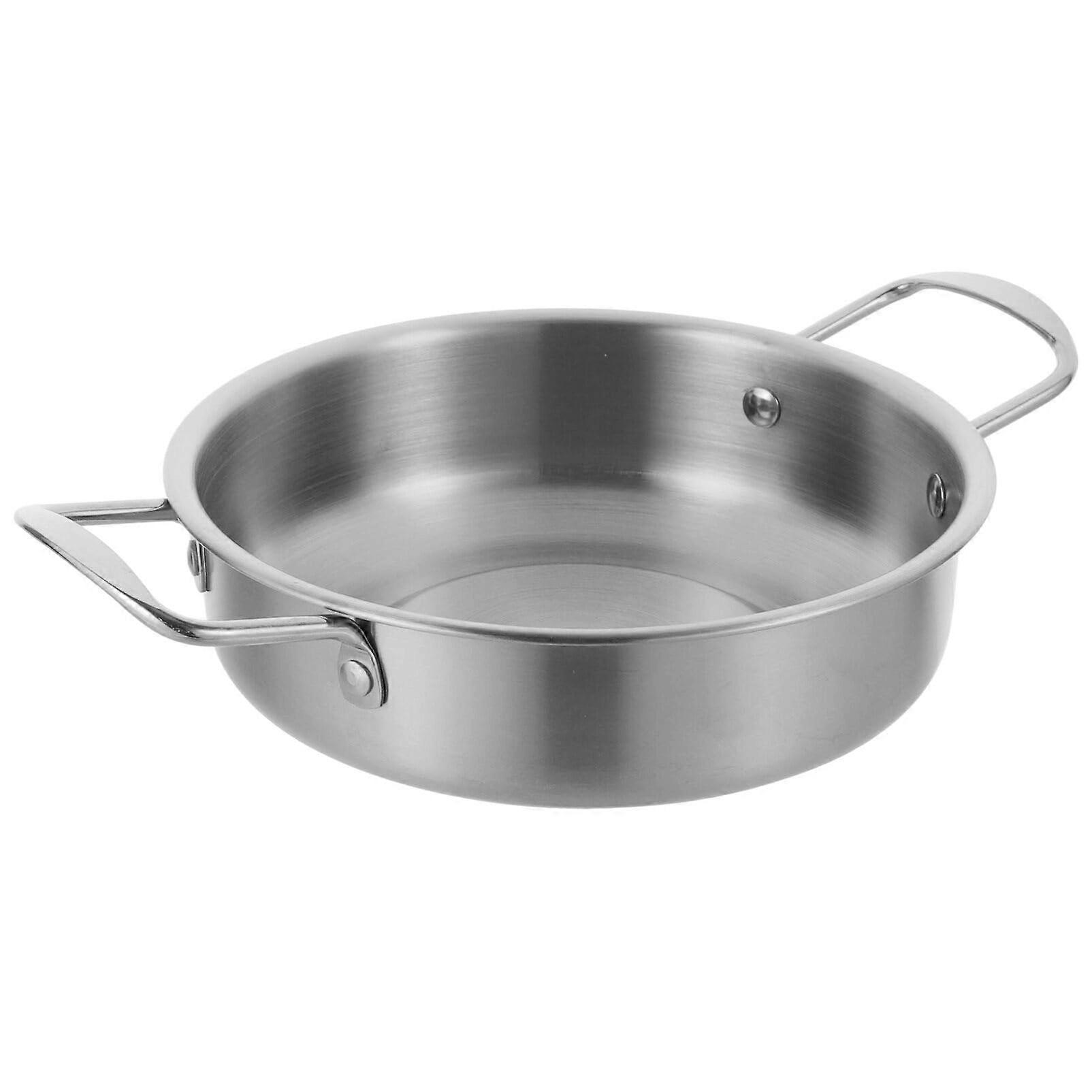 Paella Pan Stainless Steel Double Handles, Cookware, Induction Cooking Pot