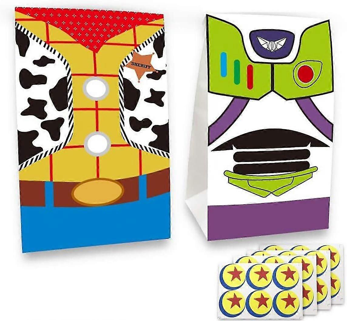 24 Pcs Toy Inspired Story Birthday Party Favor Gift Bags - Featuring Woody And Buzz Lightyear