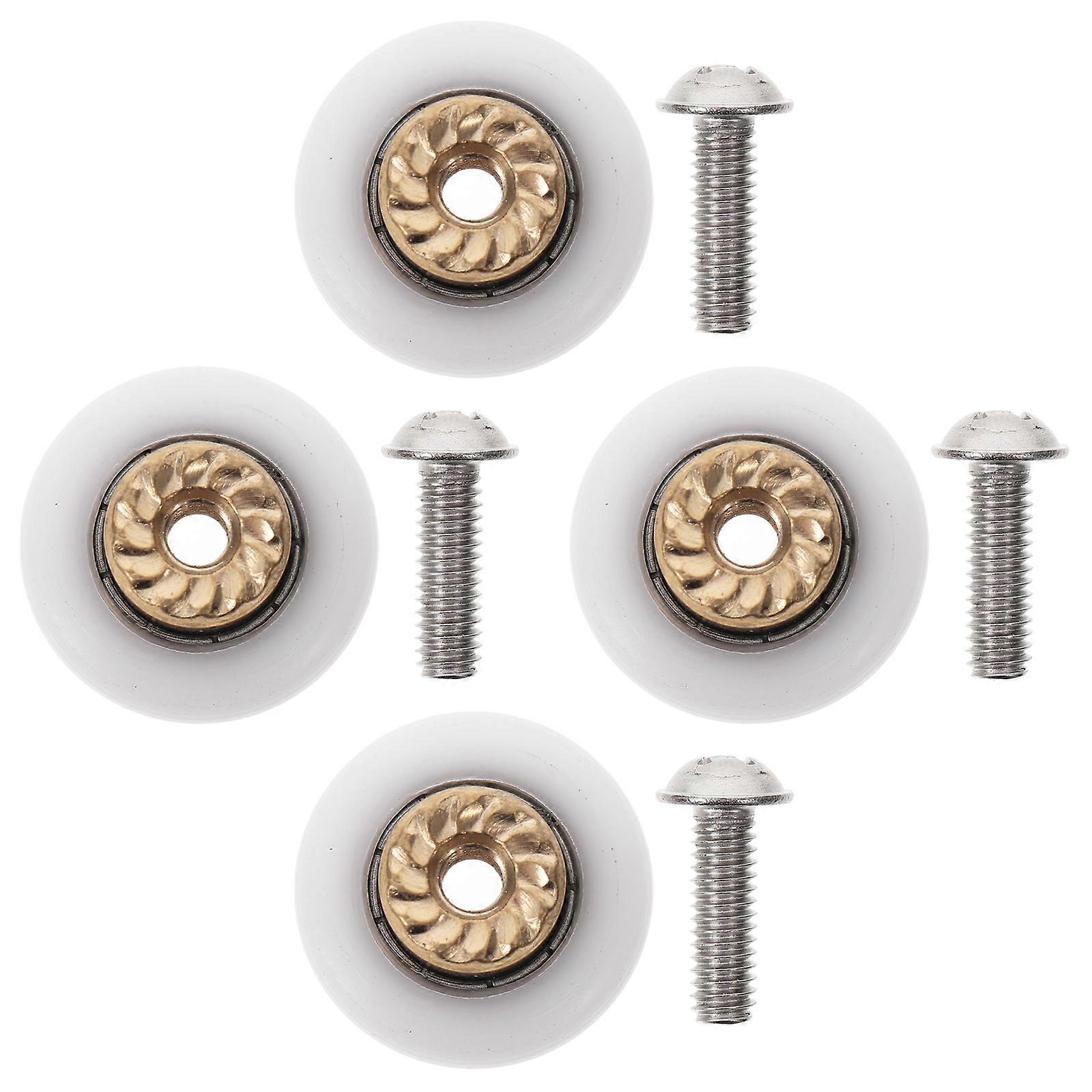 4pcs Bathroom Sliding Door Rollers with Nylon Bearings, Arc Shaped Pulley Wheels for Shower Enclosures – Replacement Parts for Smooth and Quiet