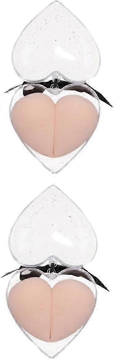 2 Boxes 2pcs Heart-shaped Makeup Puff Holder