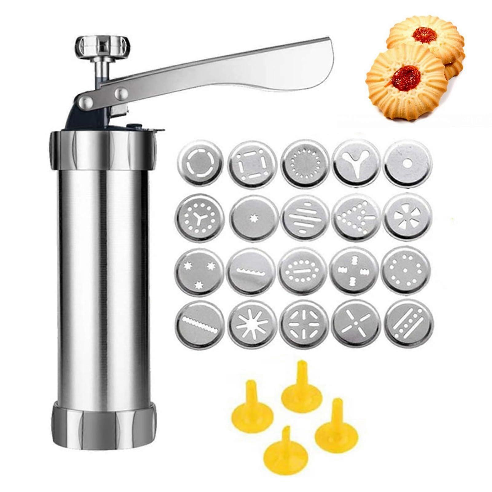 Cookie Press for Baking  Stainless Steel Kit with 20 Discs, 4 Nozzles