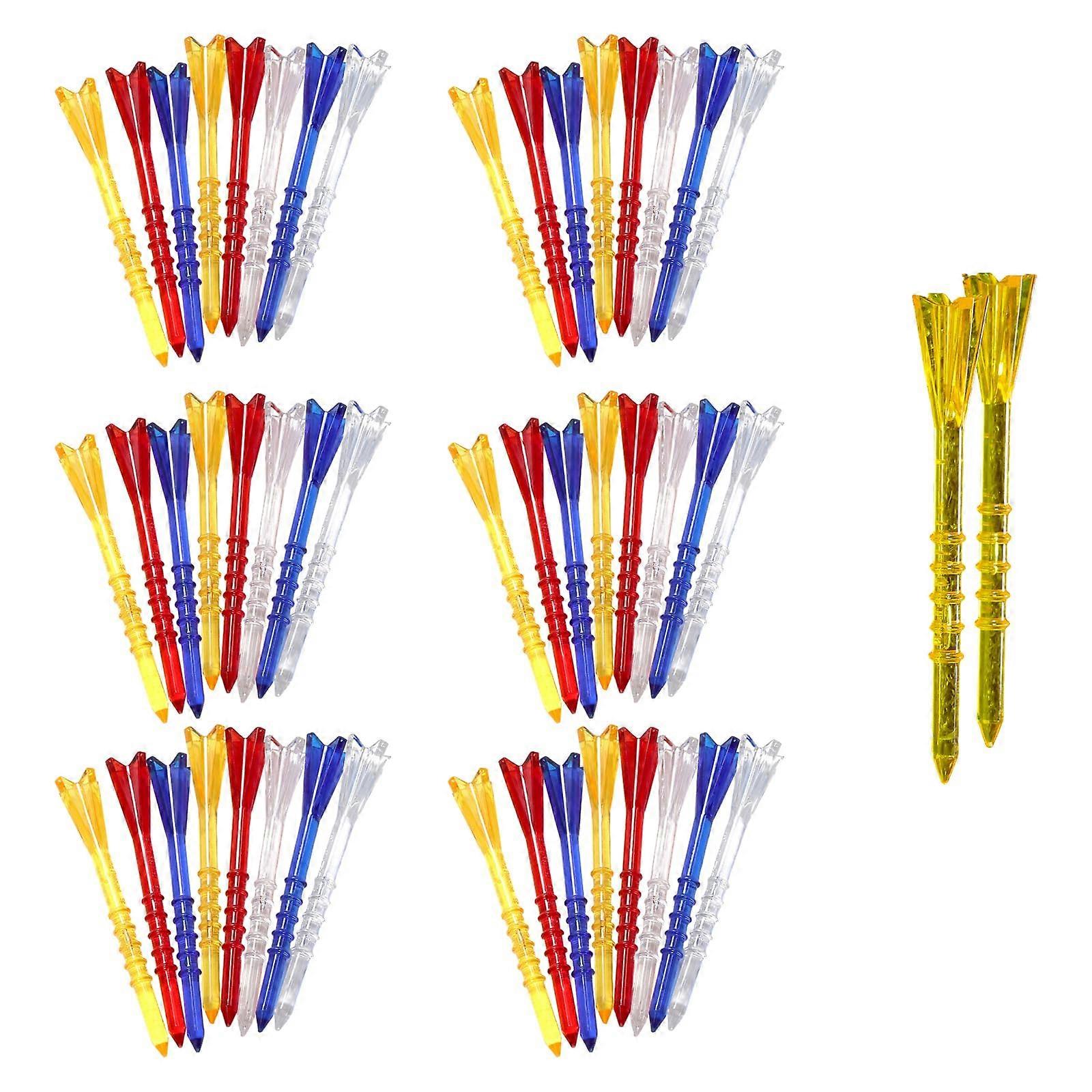 Golf Tees 50-Pack, 5-Prong Clear Heads, Unbreakable Long Tees for Practice and Training
