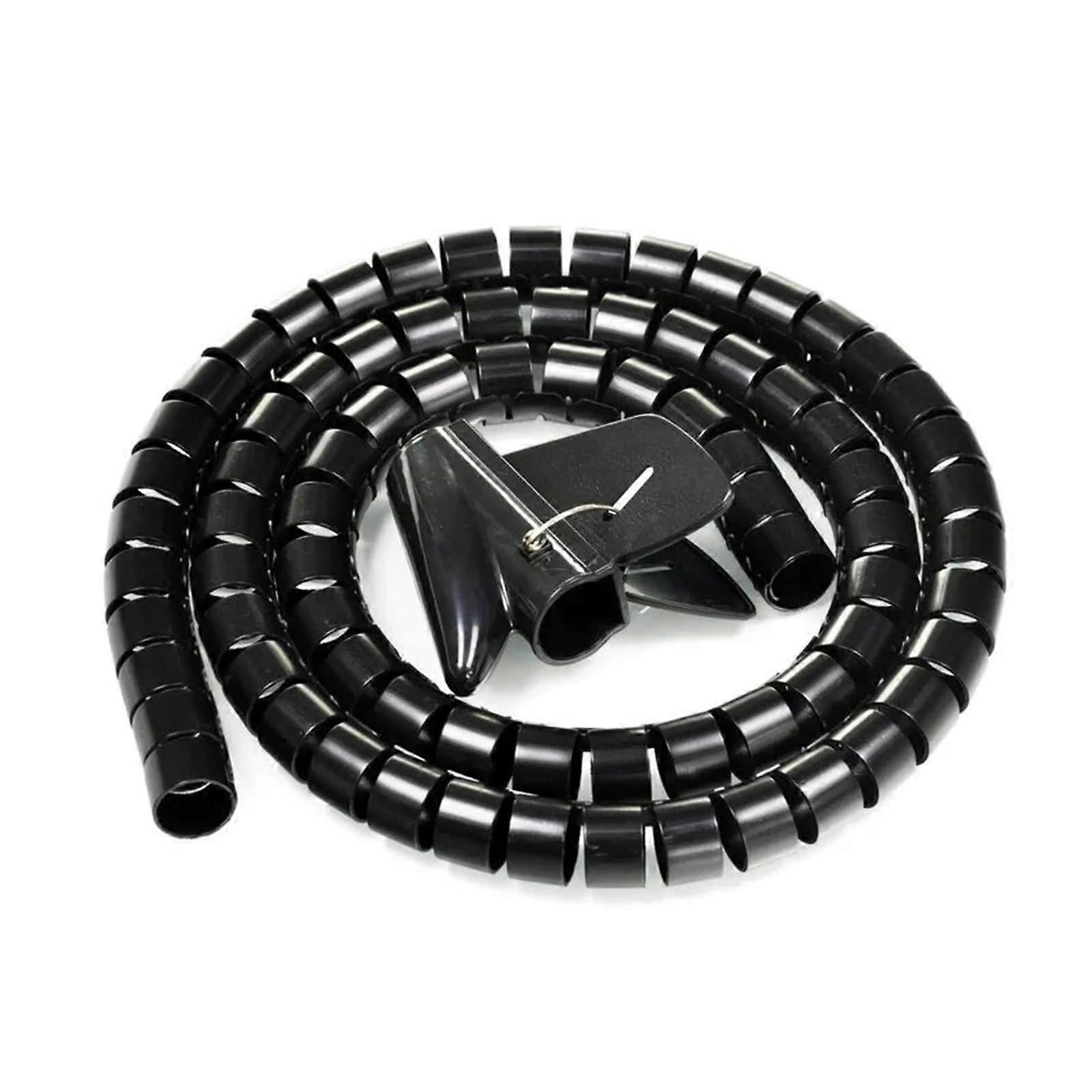 Spiral Protection 1.5 Metre Cord Protector Sleeve Black 30mm Inside Diameter Flexible Spiral Cable Management Device
