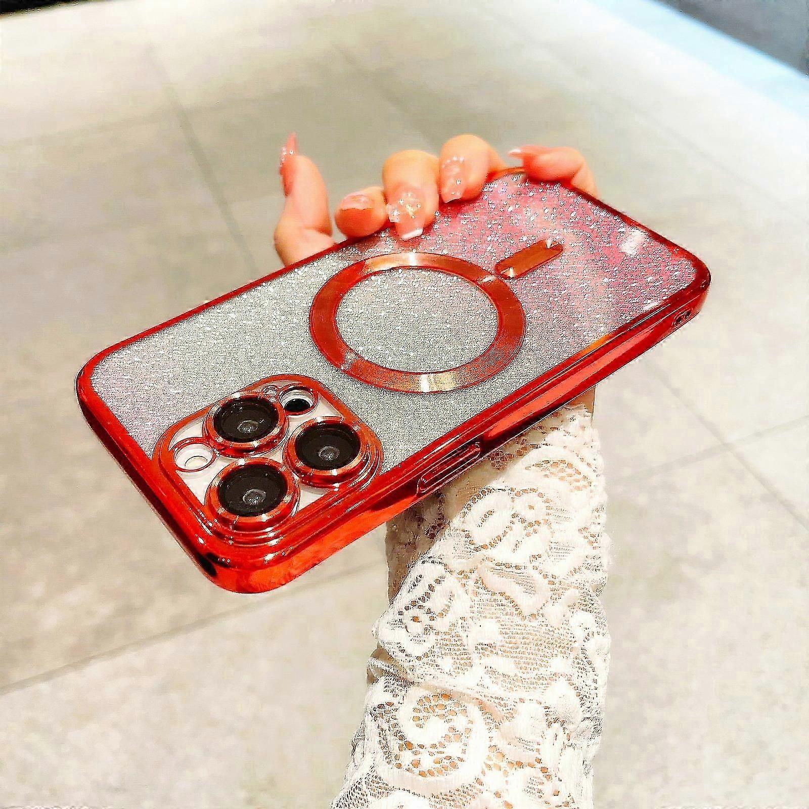 جراب بريق لهاتف iPhone 15 Pro Max / 15 Ultra متوافق مع MagSafe واقي عدسة الكاميرا جراب طلاء بلينغ جراب حماية من الصدمات للنساء والرجال