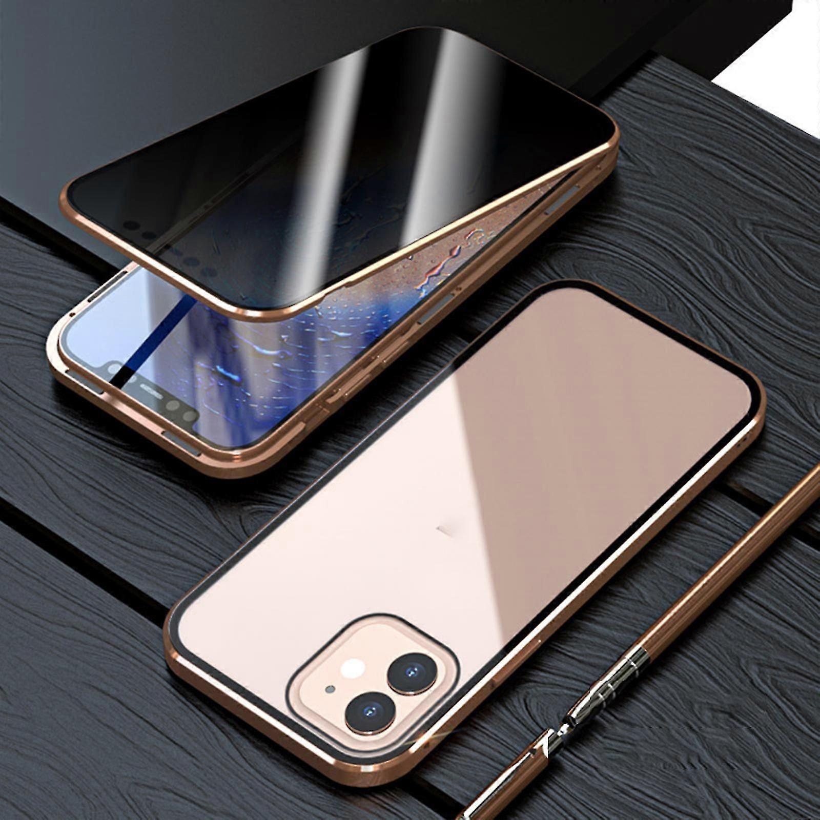 iPhone 15 Pro Max/ 15 Ultra için Güvenlik Kilitli Gizlilik Manyetik Kılıf, Gözetleme Önleyici Çift Taraflı Temperli Cam Telefon Kılıfı