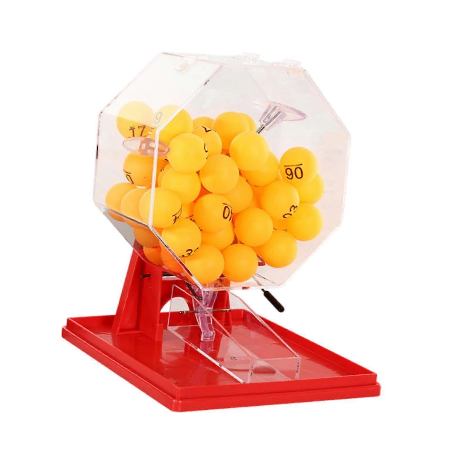 Lotto Ball Machine Lottery Machine Portable Numbers Picker Game Cage and Balls Bingo Machine for Entertainment Adults Grillbek, Red Yellow Balls