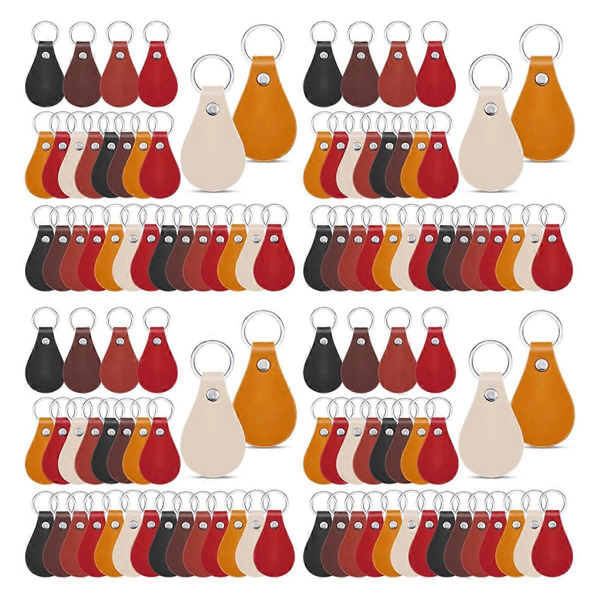 60 Pcs Pu Leather Key Fob Kit Leather Key Fobs Blanks with Rivets