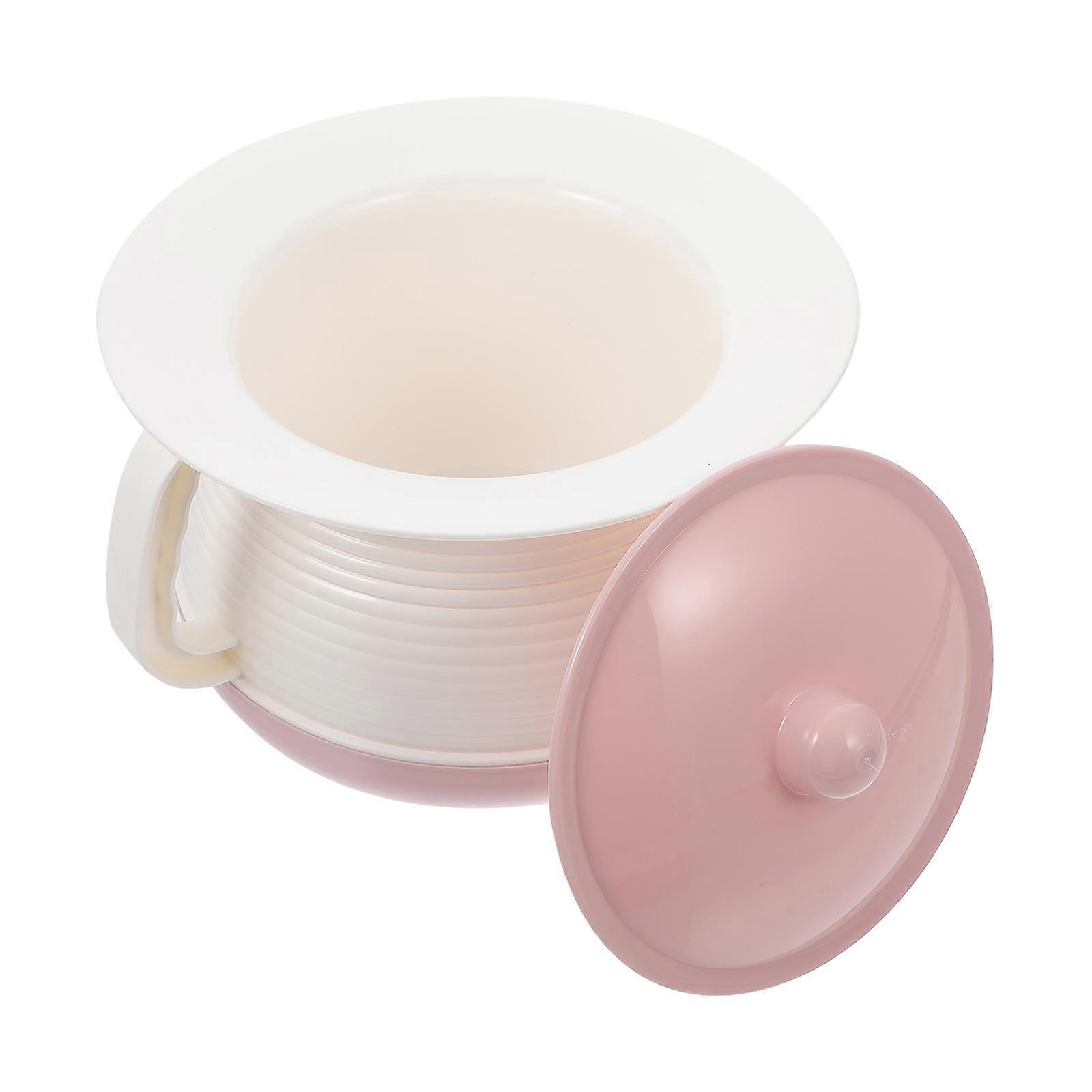 1pc Plastic Elder Chamber Pot Household Spittoon Simple Design with Lid and Handle