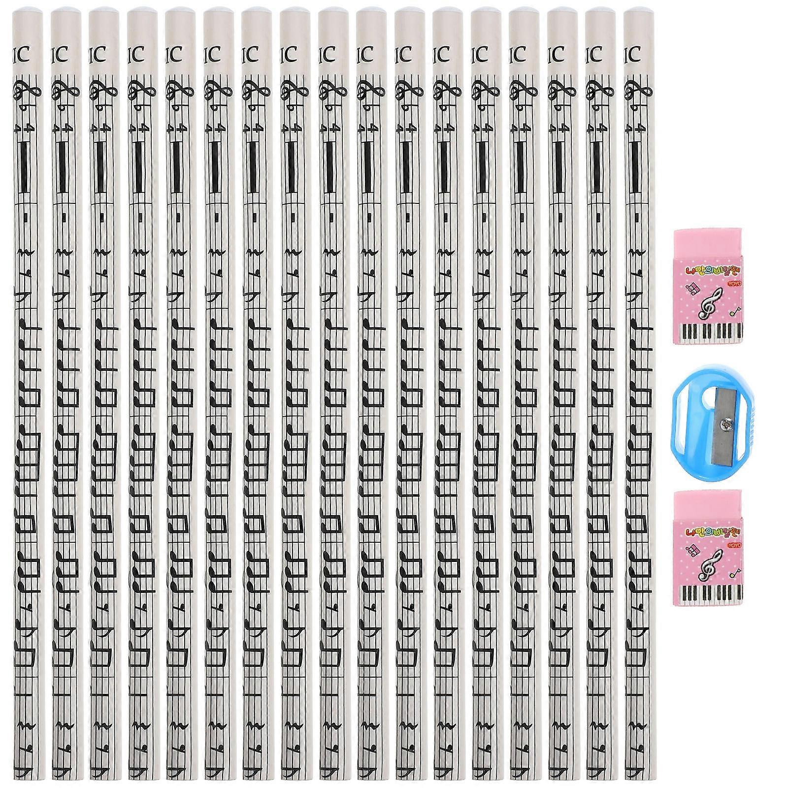24 Pack Musical Note Pencils, Premium Wooden Design with Erasers, Assorted Colors, Ideal for Students, Classroom Supplies, and Party Favors