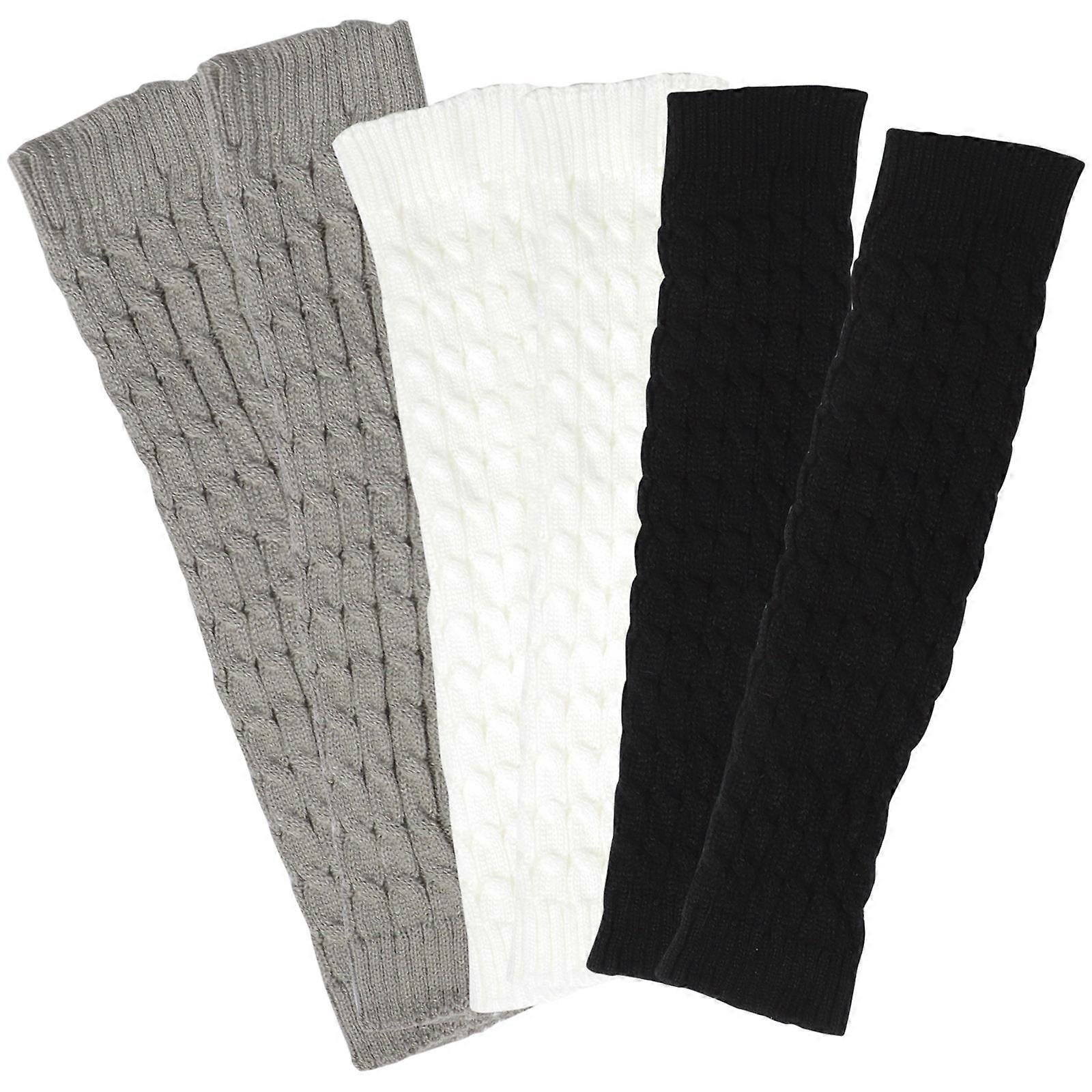 Girls Leg Warmers Thick Socks Cozy Winter Style Acrylic Fibers Elastic Fiber 3Pairs