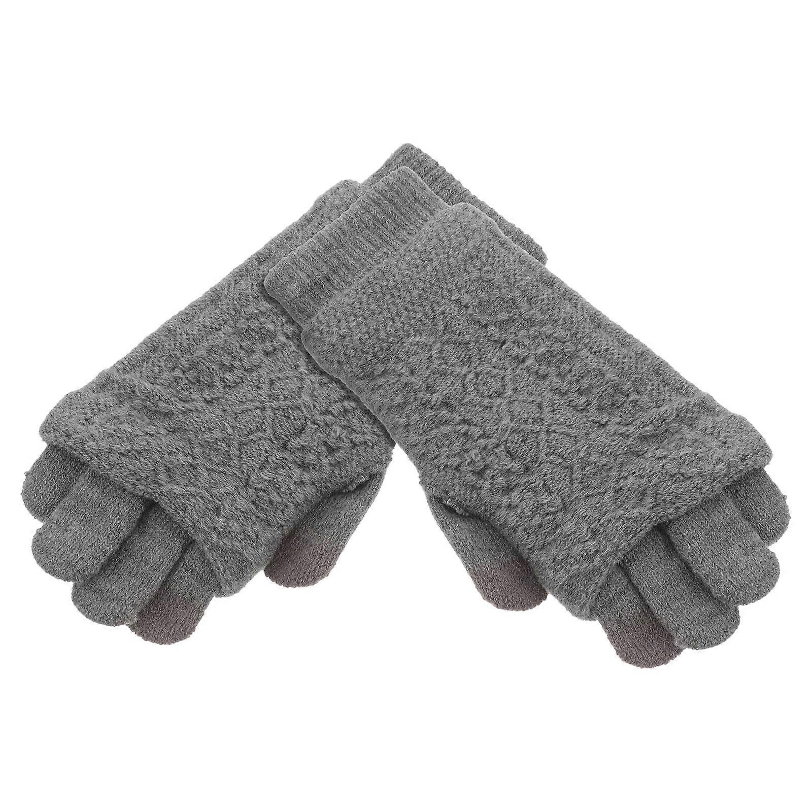 Thermal Gloves Ladies Warm Gloves for Outdoor Hiking Grey Thick Material 1 Pair