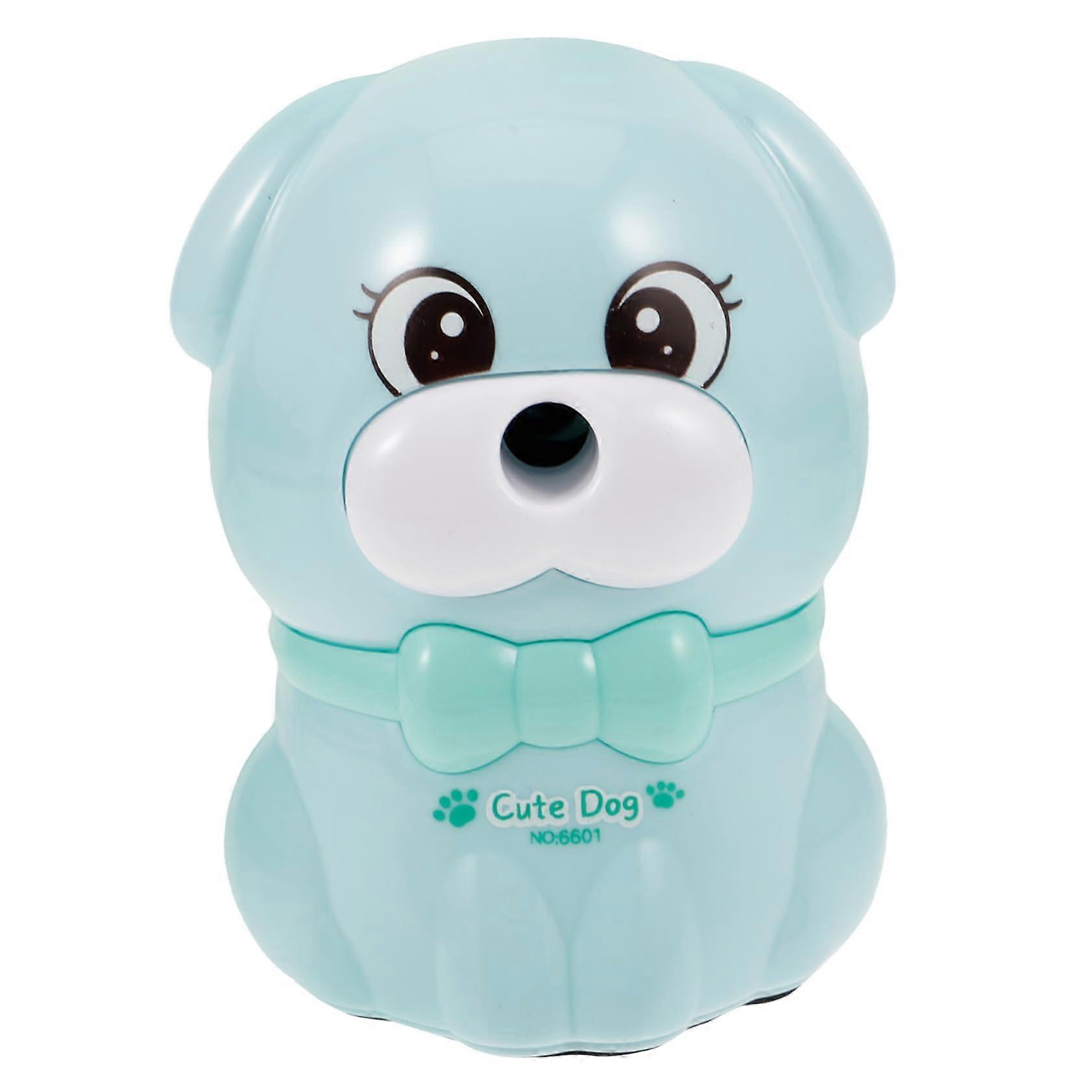 Manual Pencil Sharpener for Kids in Dog Shape, Portable School Pencil Holder, Cute Blue Handheld Sharpener for Children