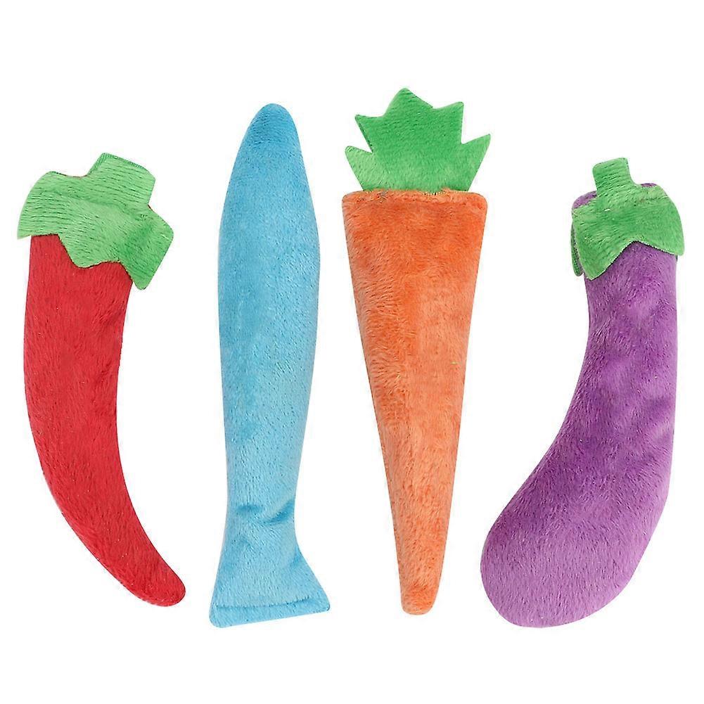 4Pcs Plush Pet Cat Interactive Toy Cute Shape Built In Catnip for Training Playing
