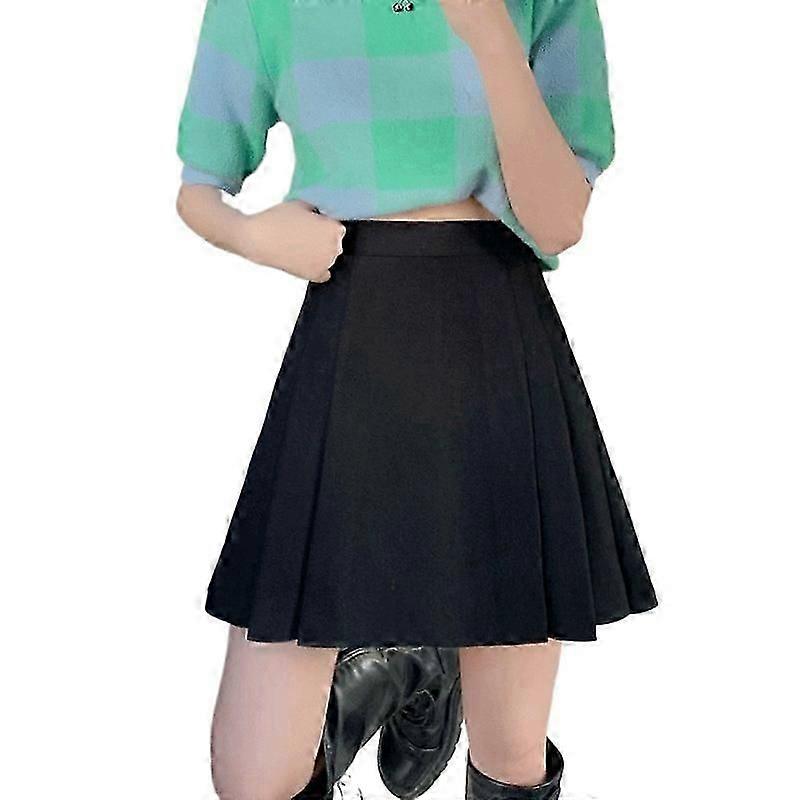 2024 autumn new plus size black pleated skirt women fat MM elegant high waist a