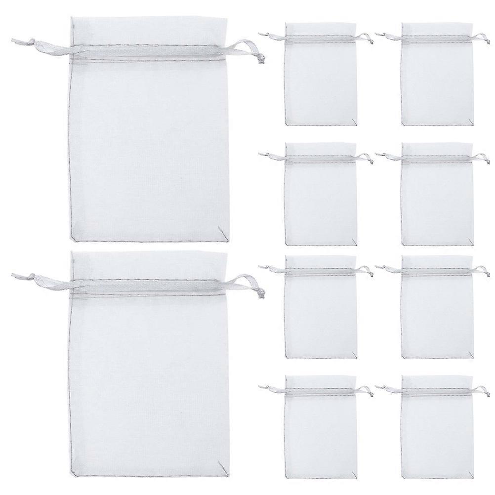 50pcs Organza Drawstring Bags for Jewelry, Candies, Party Favors – White Mesh Pouches for Weddings, Showers, Birthdays – Lightweight and Durable