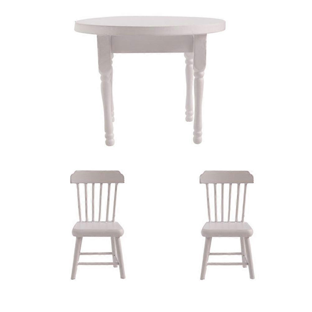 Dollhouse Chair Dinning Table Model Ideal For Miniature Landscaping Scene In A Modern Design 3Pcs