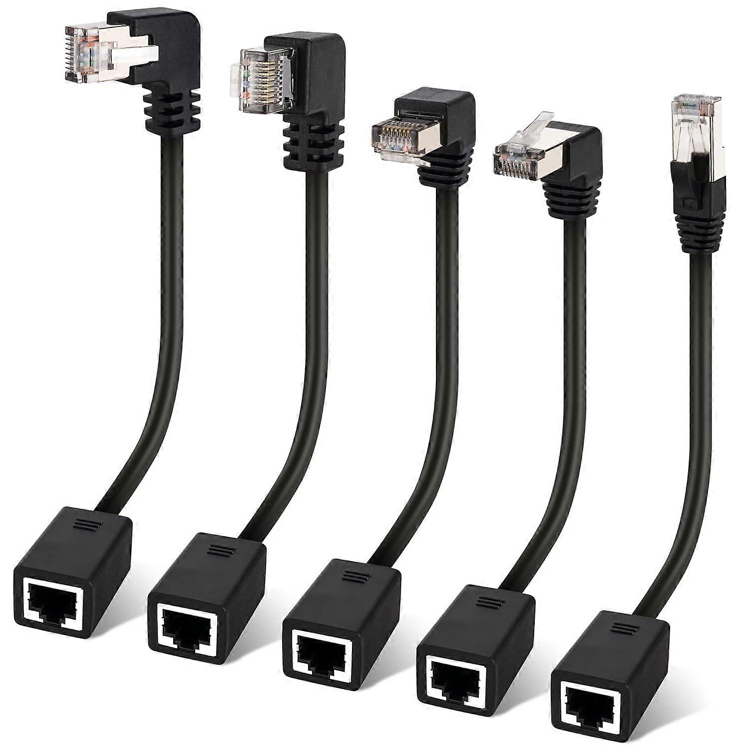 Cat 6 Ethernet Extension Cable 5 Pack，Multiple Angles（UP/Down/Left/Right/Straight）, Cat6 RJ45 Network LAN Patch Cord A