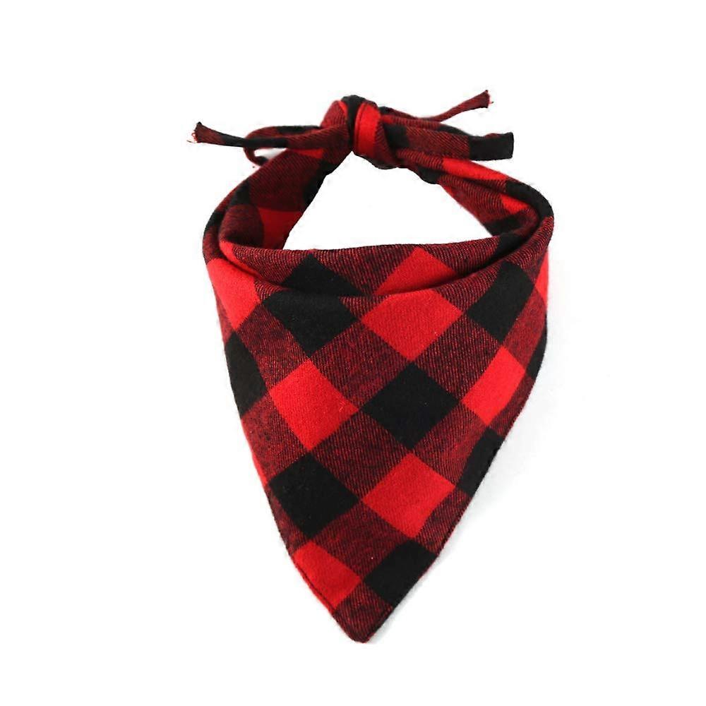 Triangular pet towel cotton dog with grid triangle scarf red 458 pieces 458