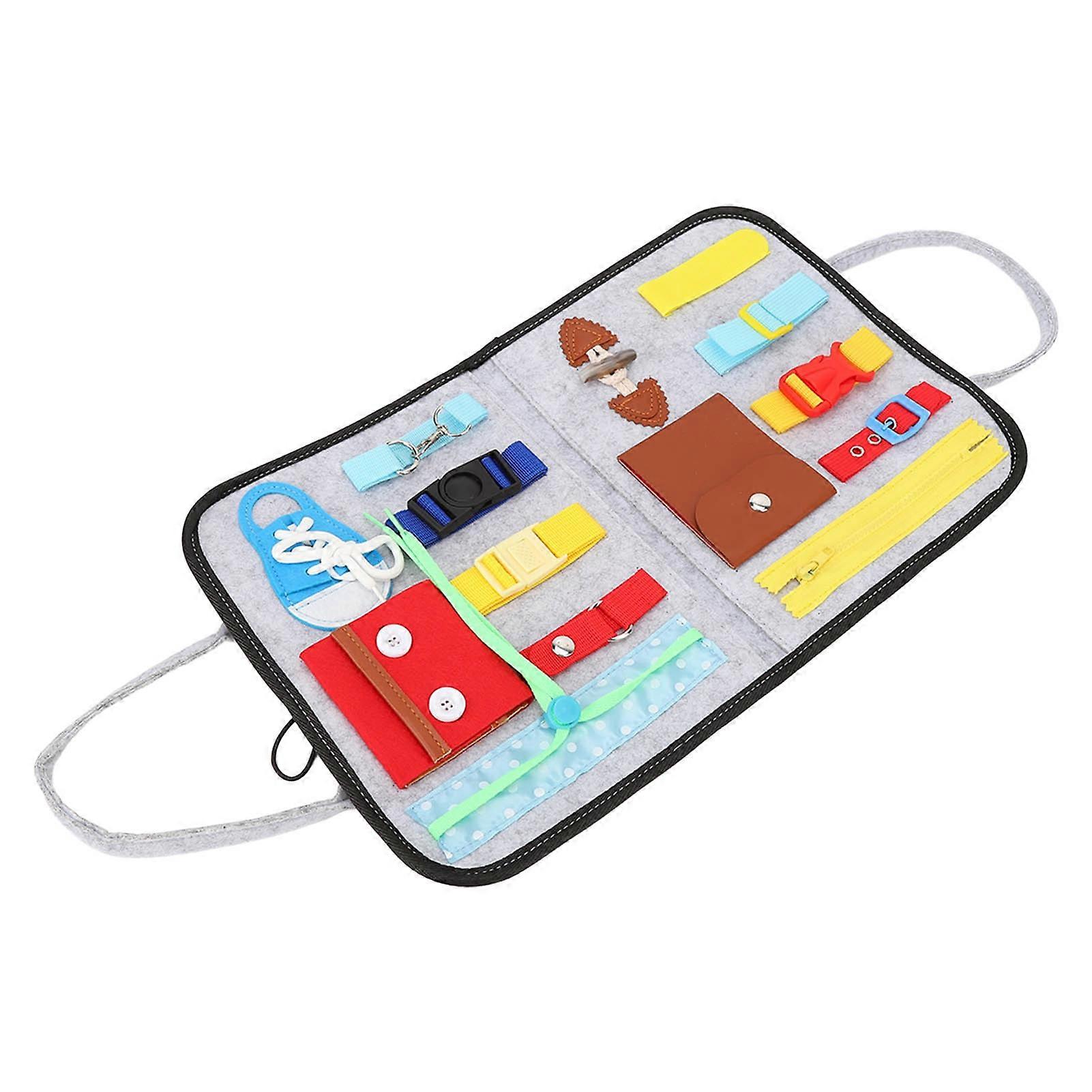 Activity Sensory Board Portable Zip Button Basic Skills Foldable Sensory Board with Carry Handle