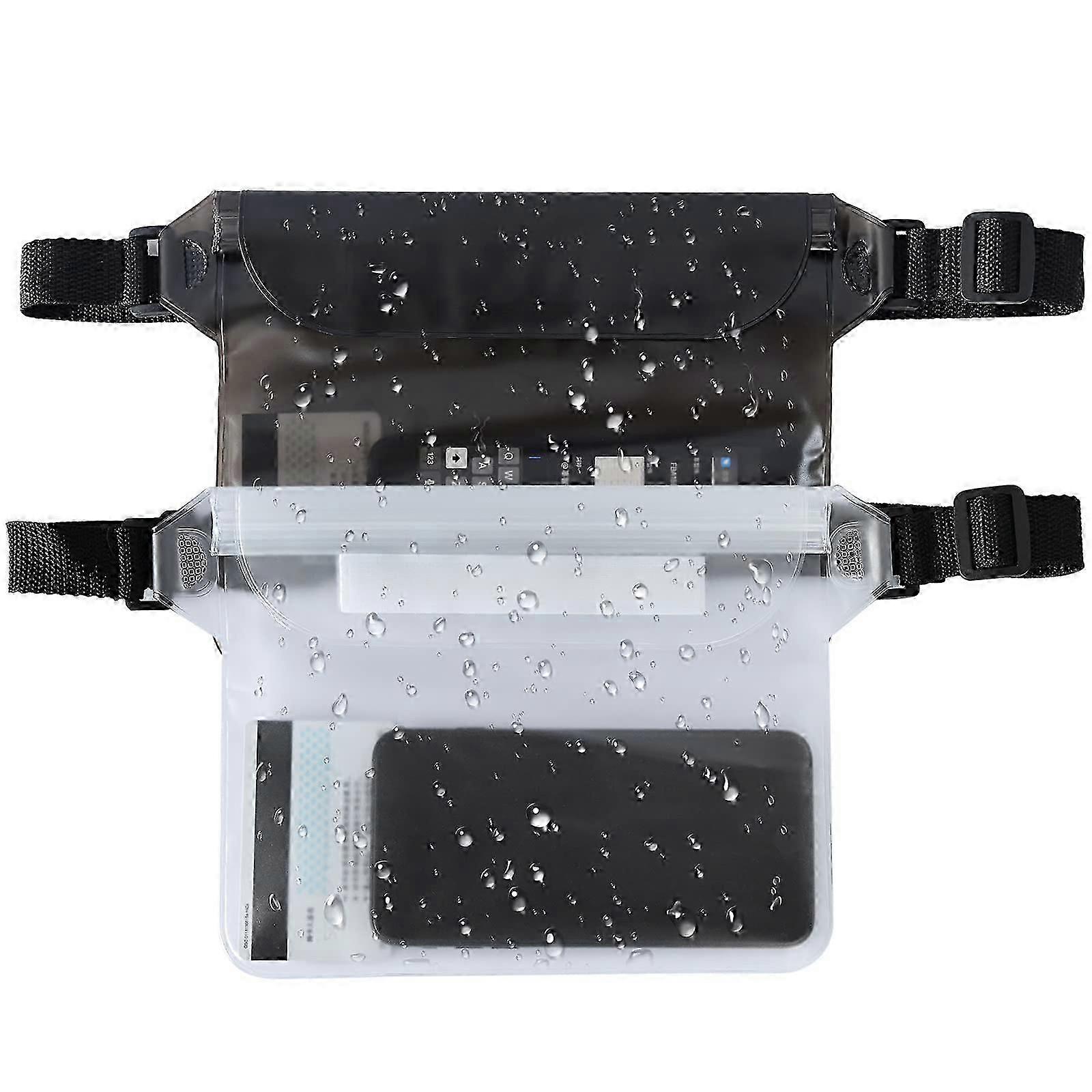 2 Pack Waterproof Pouch, Universal Waterproof Bag with Adjustable Waist Strap Transparent Screen