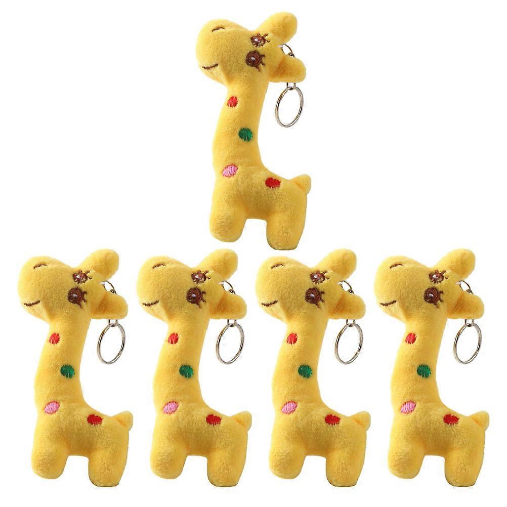 5pcs Cartoon Giraffe Key Rings Bag Pendants Random Chains