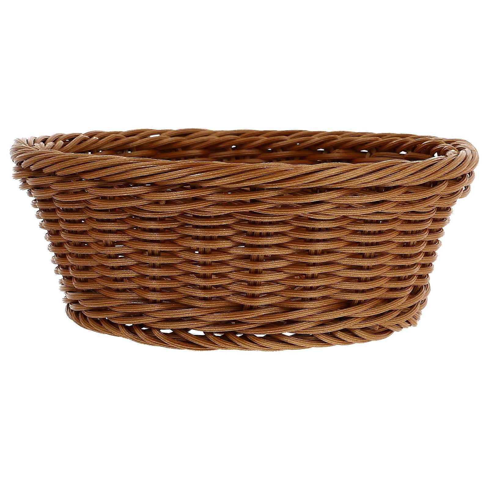 1pc Simulated Rattan Woven Craft Basket for Food Storage or Bread Storage