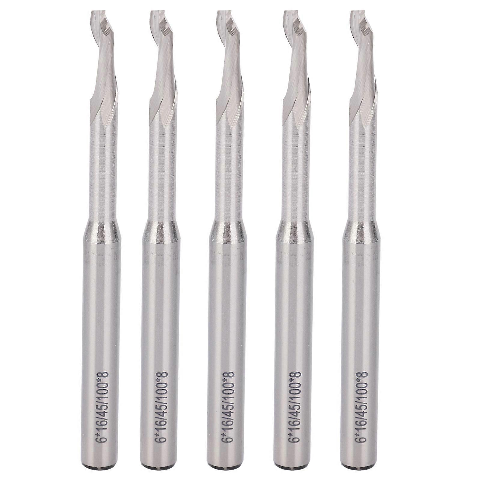 5Pcs Spiral End Mill High Speed Steel CNC Milling Machine Tool Engraving Bit 6x8x16x100mm