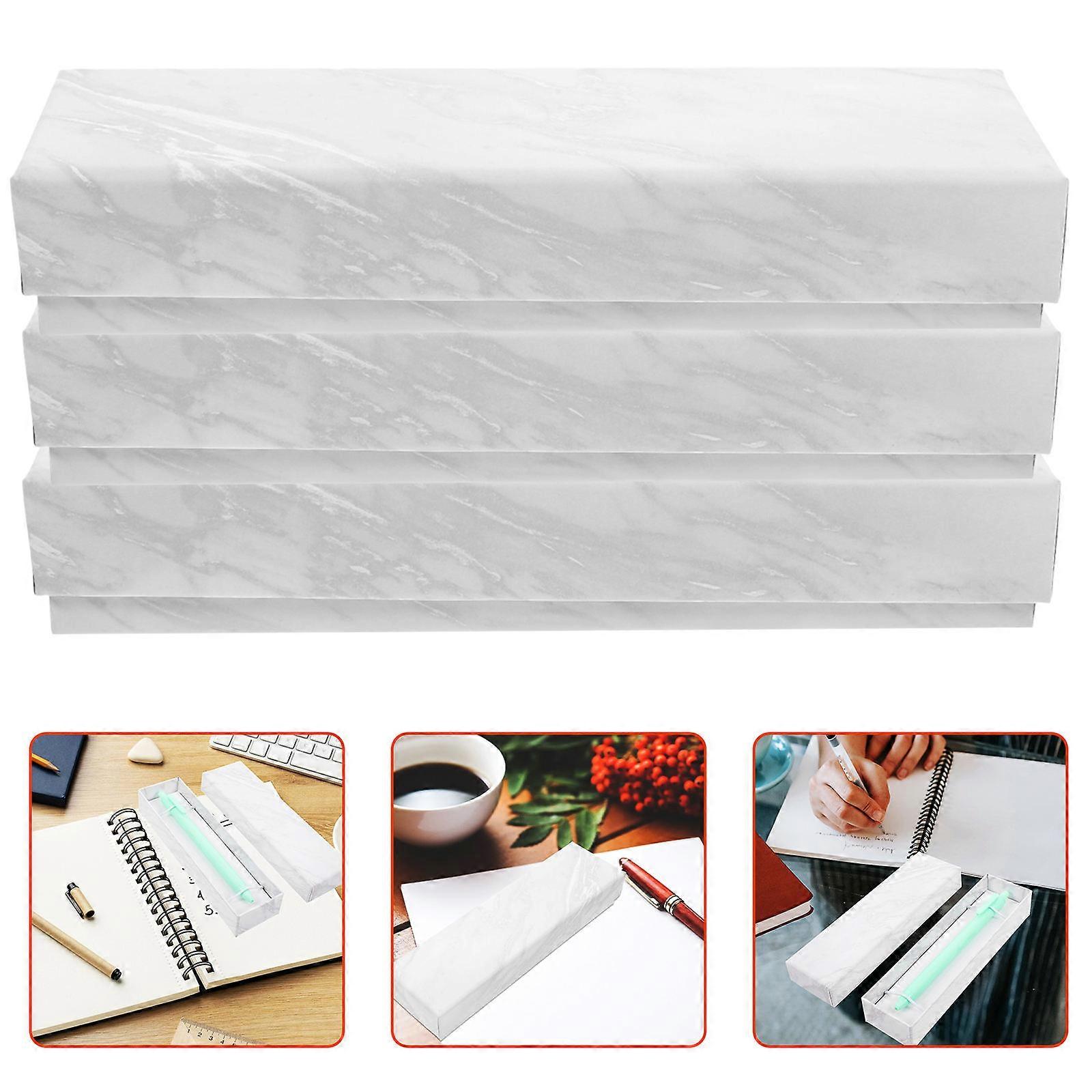 5pcs Rectangular Pen Boxes, Empty Storage for Pens, Stylish Pencil Holder, Wear Resistant Cardboard, for Birthdays, Business & Student Stationery