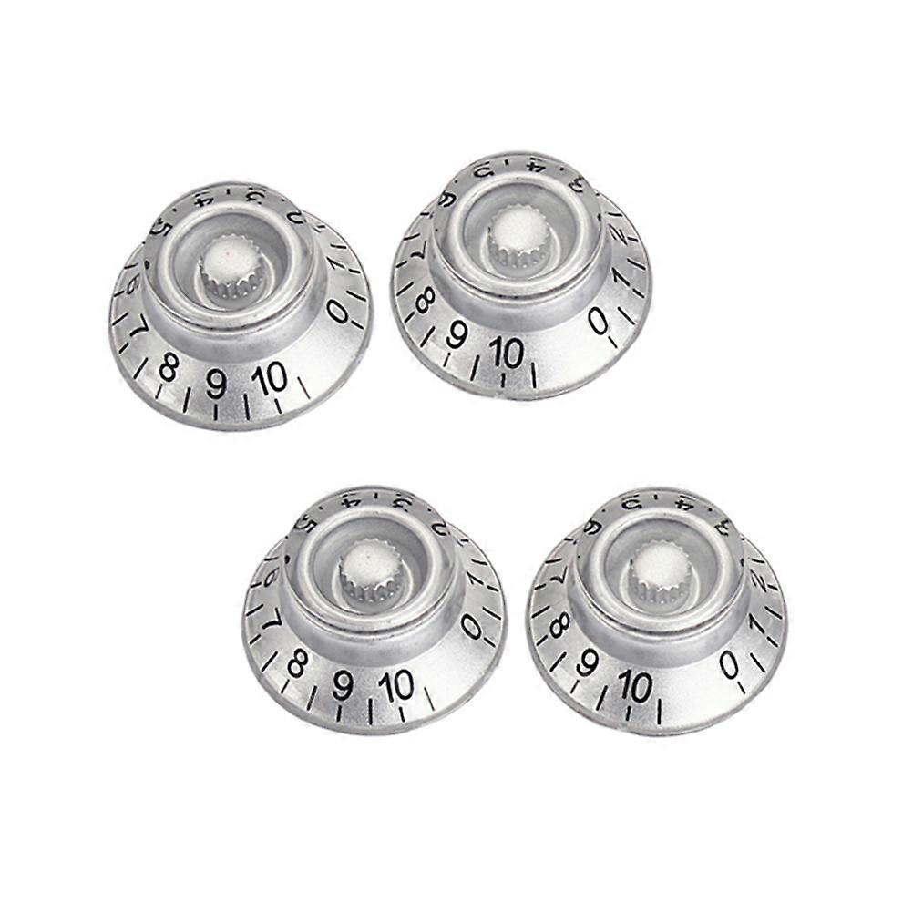 4 Stück Gitarrenverstärker Knöpfe Silber Skirted Volume Tone Control