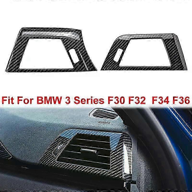 2Pcs Carbon Fiber Style Car Side Air Conditioning Vent Cover Trim Frame Stickers ABS Fit Fit For BMW F30 F31 F32 F33 F34 F36 2014-19