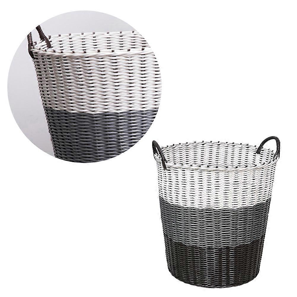 Decorative Laundry Basket Round Shape Material For Towel And Blanket Storage Grey and White Gradient 1Pack