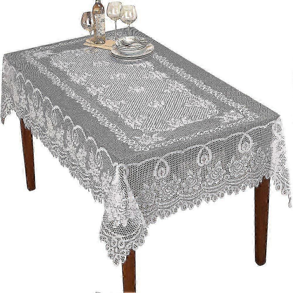 2025 Lace Floral Tablecloth, White Rectangle, 152x228cm