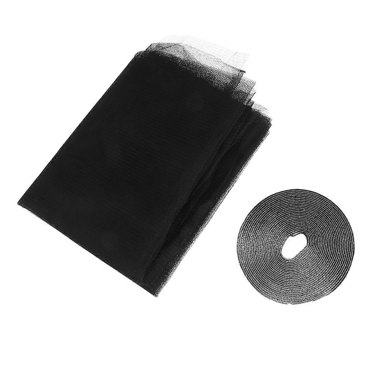 Self-Adhesive Window Screen Netting Home Use Office Use Living Room Reading Room 200x150cm Black 2Set