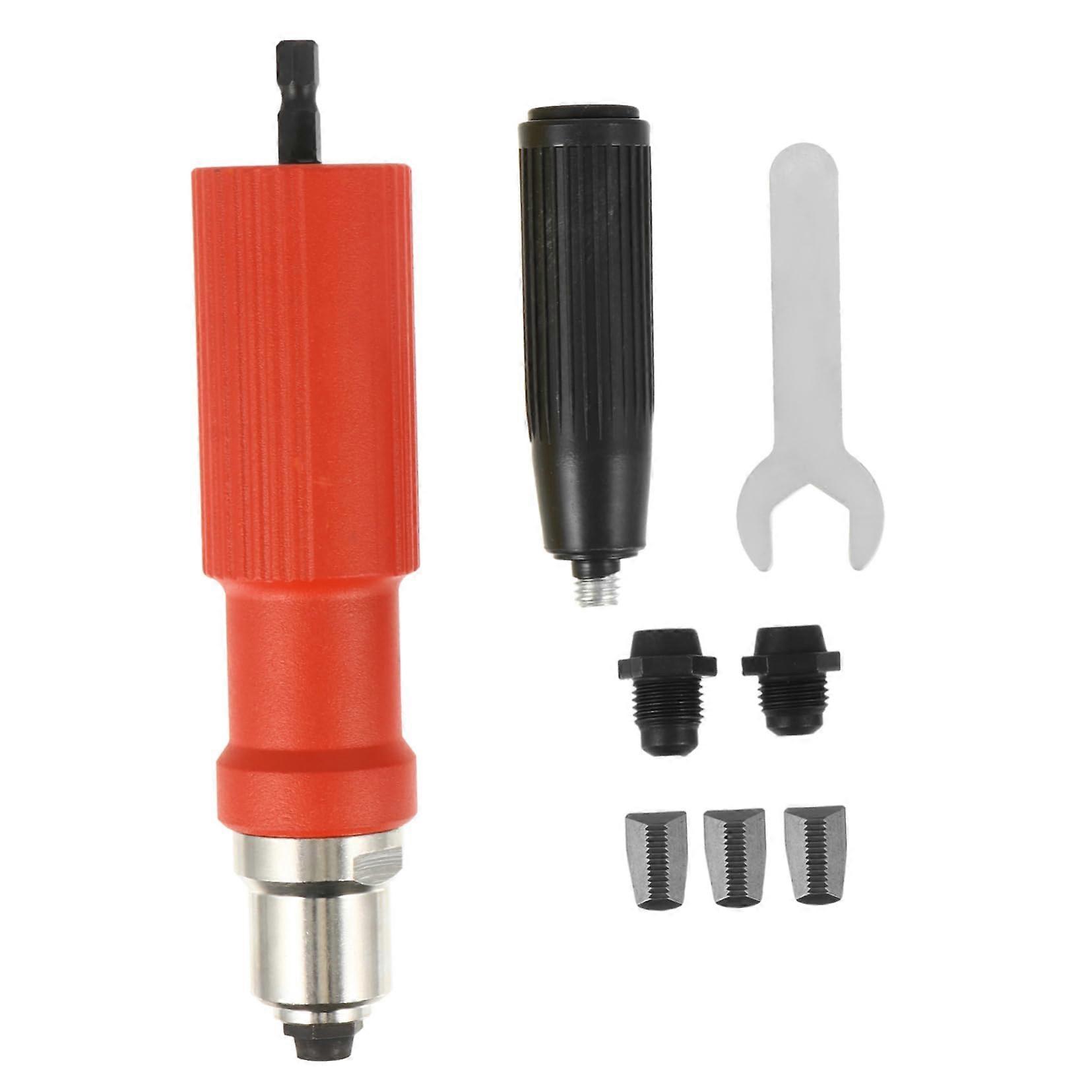 Electric Rivet Gun with ABS Red Body, Electric Rivet Insert and Nut Connector, Drilling Tool for Riveting Machine Applications
